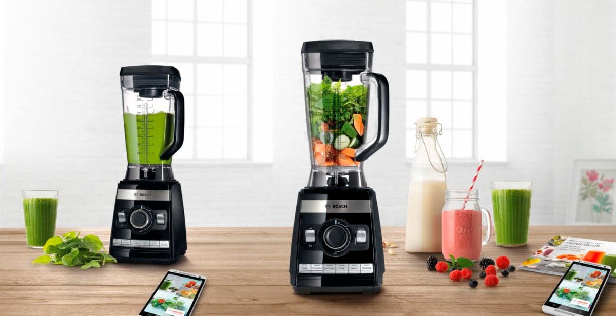 BOSCH Standmixer »VitaBoost MMBH6P6BDE, 6 Programme, 45.000 U/Min, schwarz«, 1600 W, Hochleistungsmixer, 2,5l Tritan-Mixbehälter, 6 Edelst.Klingen, Stopfer