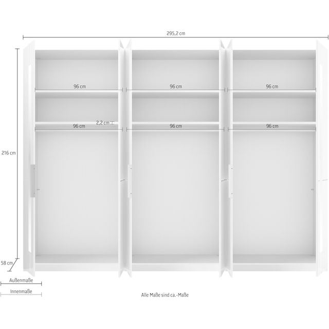 GALLERY M branded by Musterring Drehtürenschrank »Imola W«, Einlegeböden  und Kleiderstangen, mit Glastüren inklusive Zierspiegel | BAUR