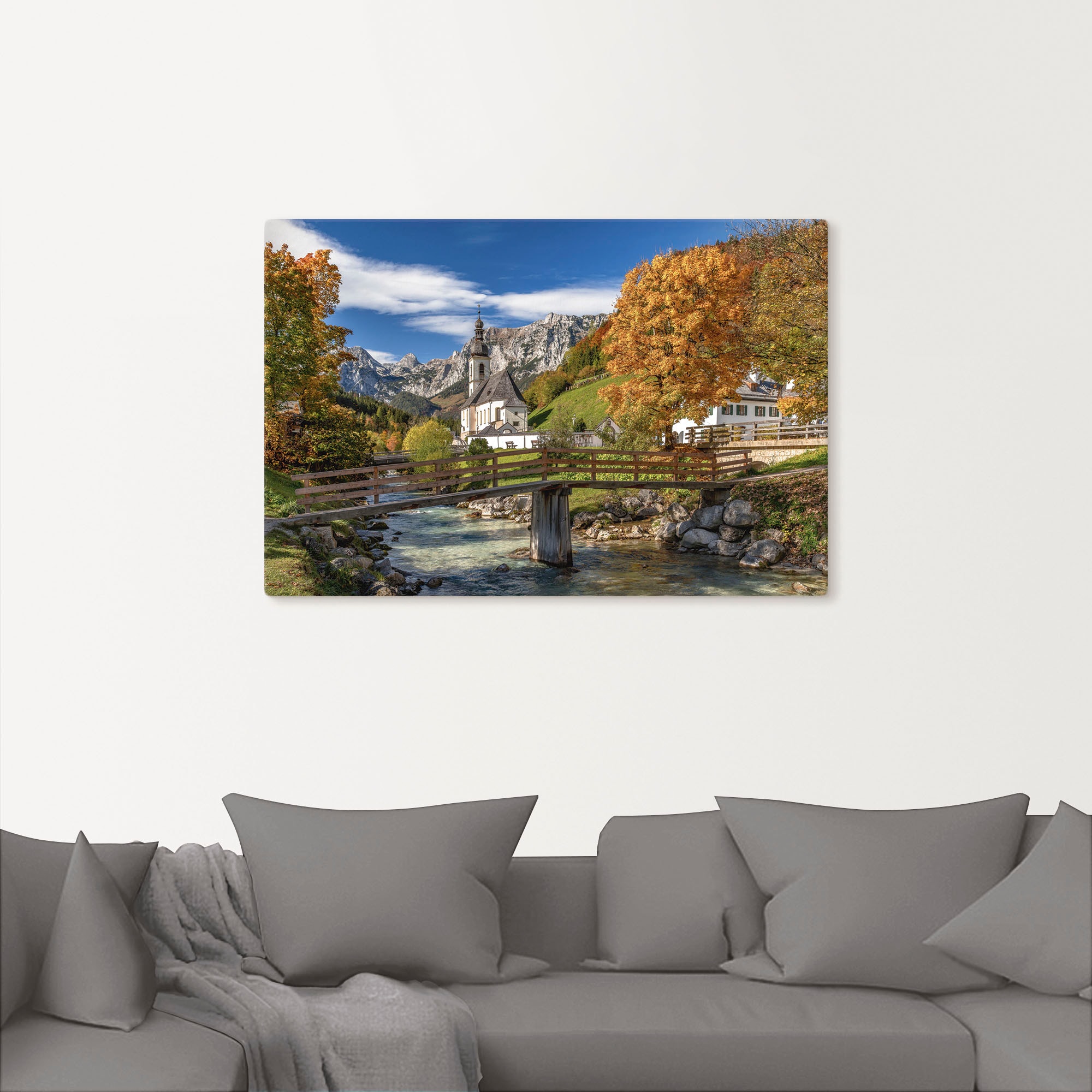 Artland Wandbild »Herbst im Berchtesgadener Größen & BAUR Leinwandbild, Land«, (1 Berge Alpenbilder, Poster | versch. als Alubild, bestellen St.), in Wandaufkleber oder