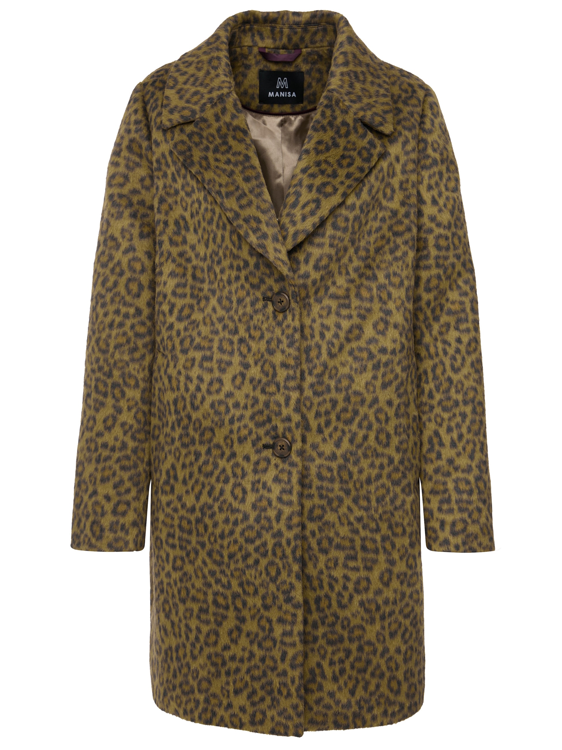 MANISA Fellimitatmantel, mit Animal-Print und Reverskragen