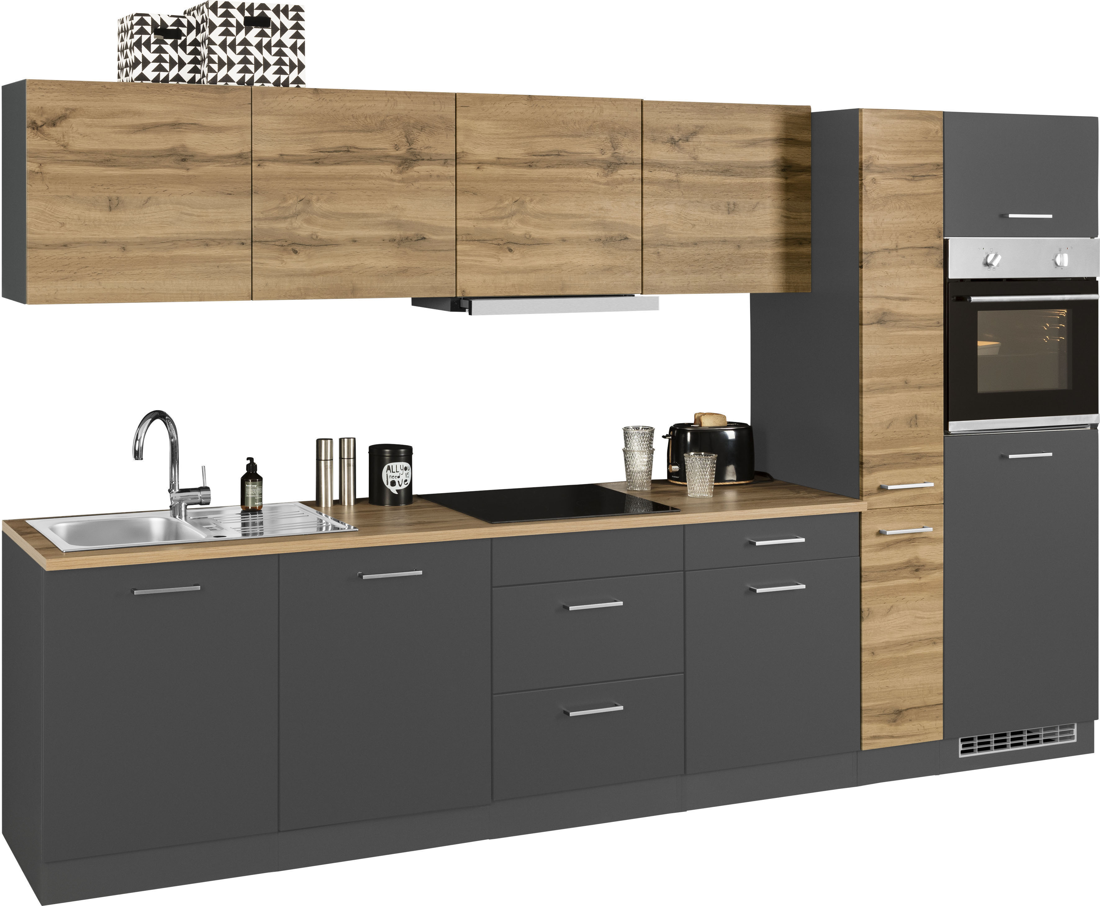 Thumbnail - KOCHSTATION Küchenzeile "KS-Kehl", mit E-Geräten, Breite 330 cm, inkl. Kühlschrank