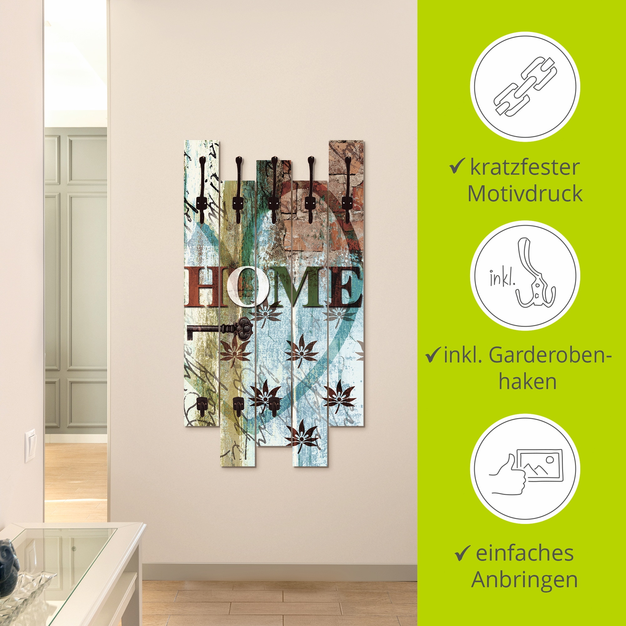 Artland Garderobenleiste »Buntes zu Hause in taktvollen Farben«, teilmontiert