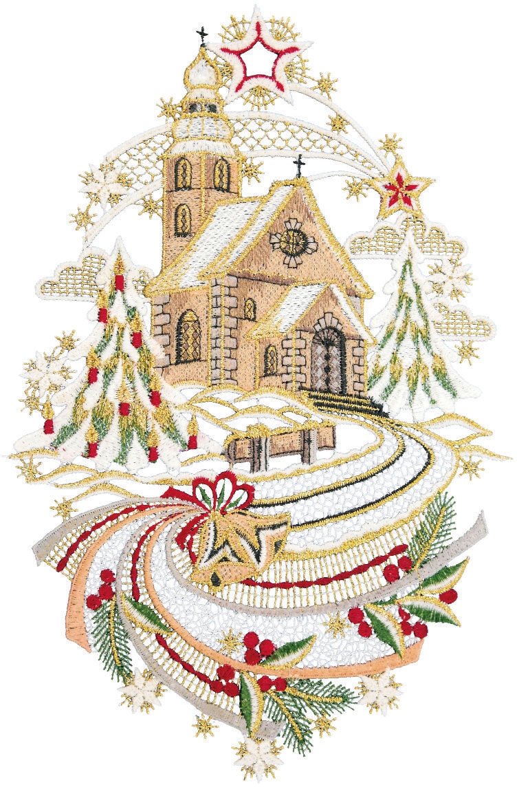 W. Reuter & Sohn - Plauener Spitze "Weihnachtskirche" Made in Germany