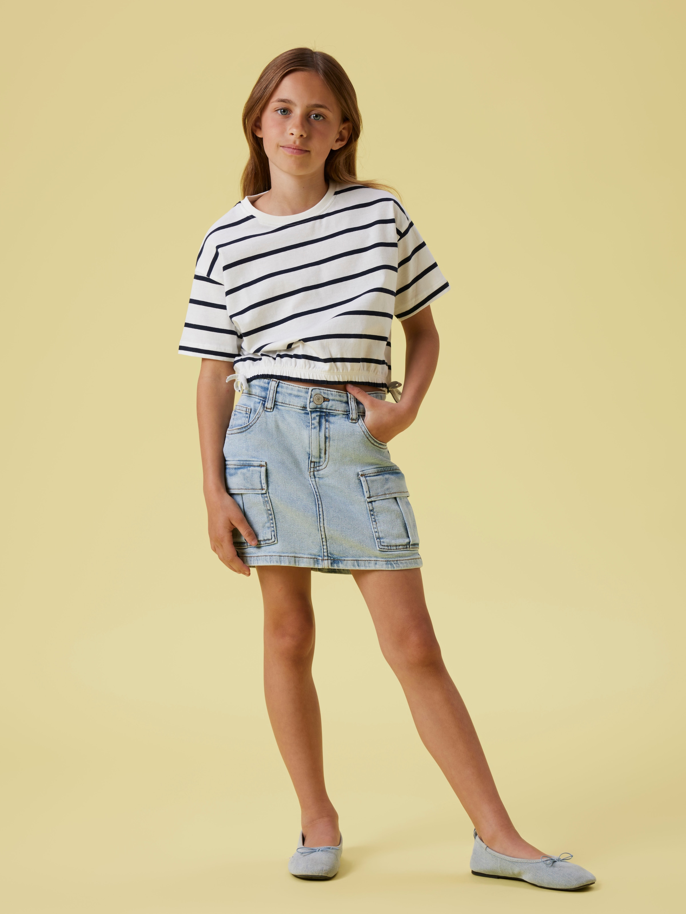 Name It T-Shirt »NKFFUNION SS CROPPED BOXY TOP NOOS« mit Kordelzug in der Taille