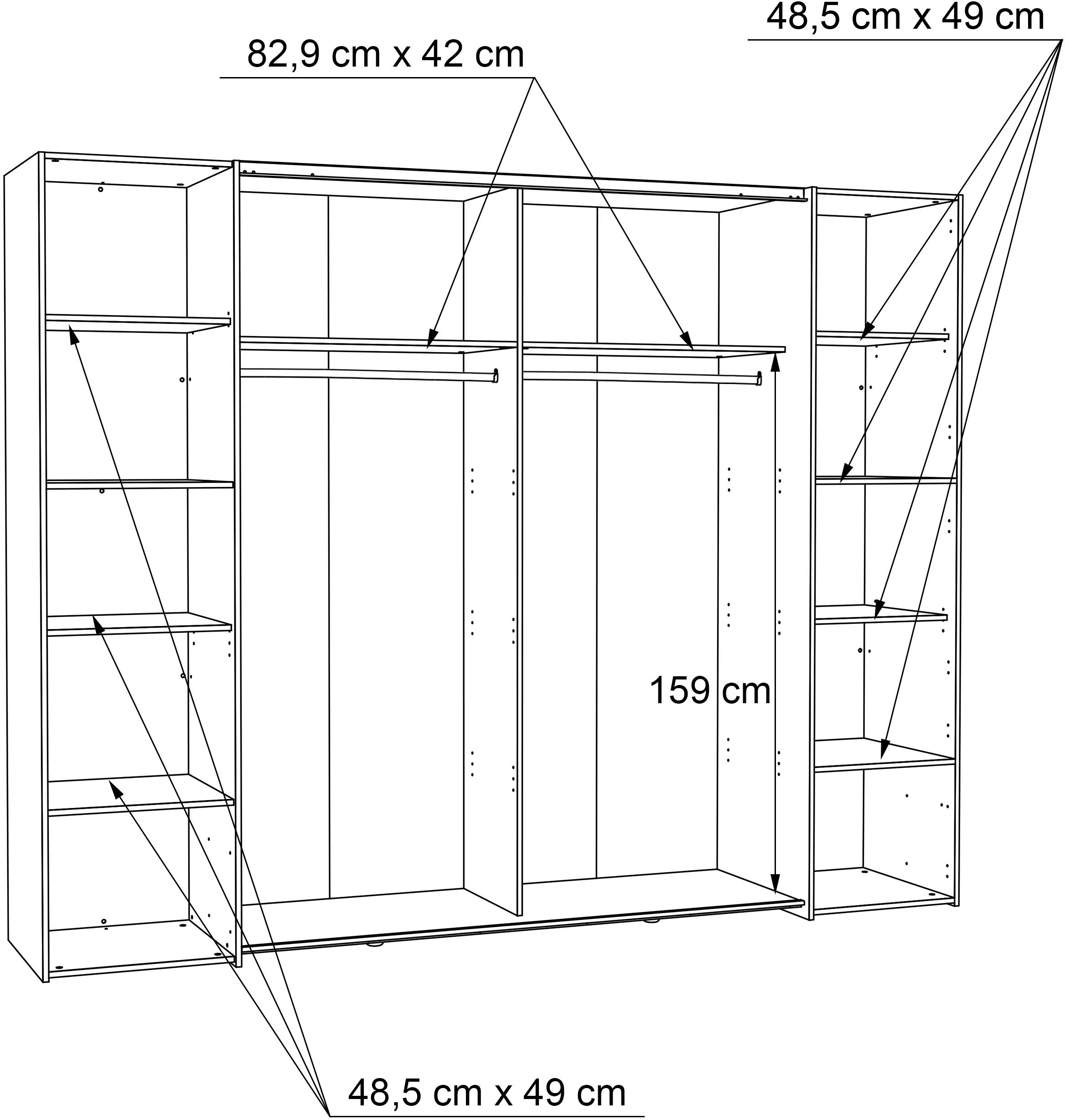 FORTE Dreh-/Schwebetürenschrank »Narago, OTTOs Choice, TOPSELLER zum TOP Preis! In verschiedenen Farben«, (Farbe Weiß auch mit Spiegeln erhältlich), mit zahlreichen Einlegeböden, viel Stauraum, Made in Europe