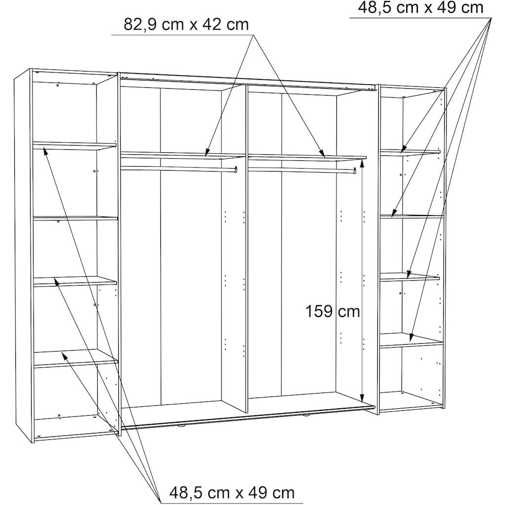 FORTE Dreh-/Schwebetürenschrank »Narago, TOPSELLER zum TOP Preis! In verschiedenen Farben«, mit zahlreichen Einlegeböden, viel Stauraum, Made in Europe