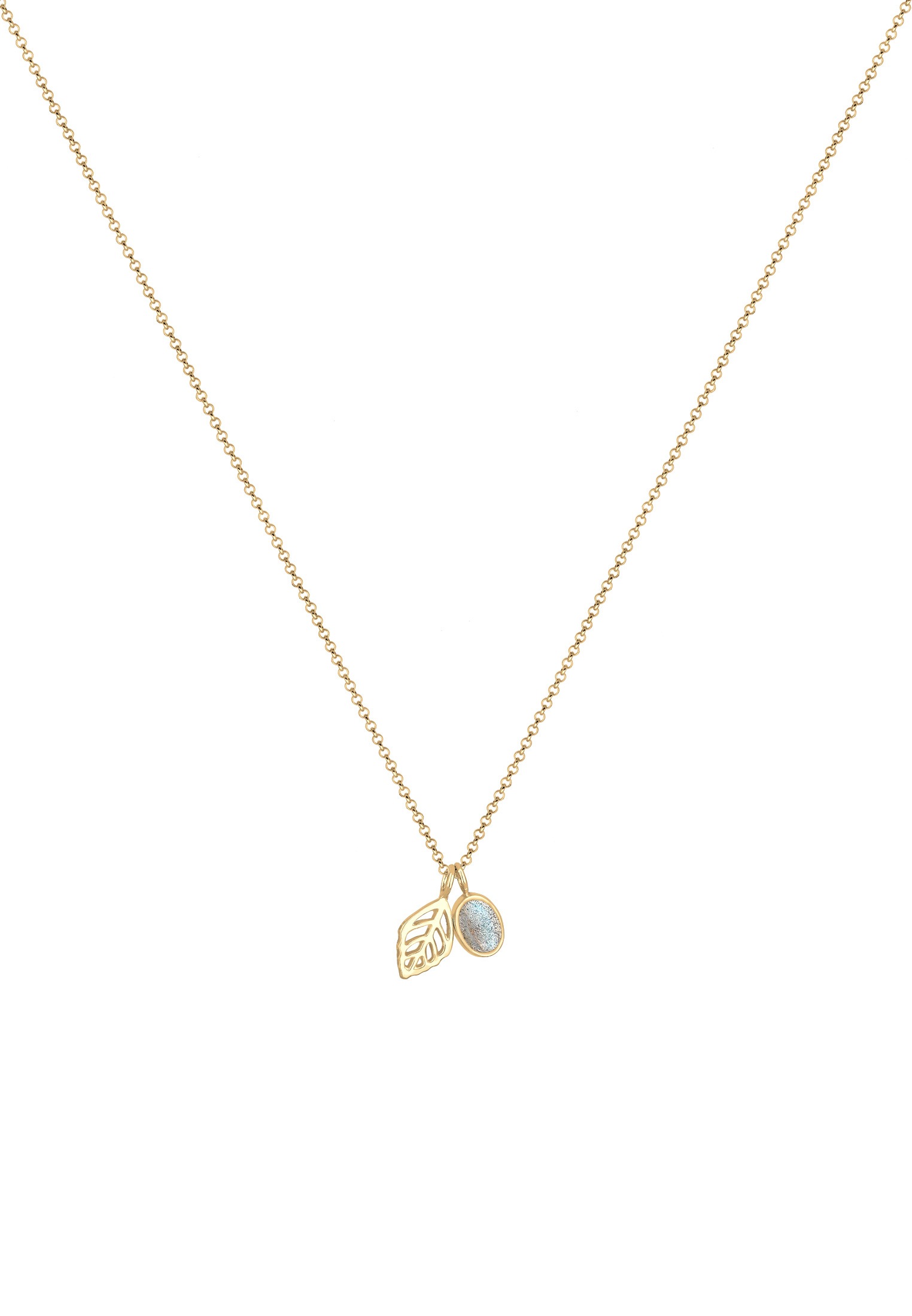 Elli Collierkettchen »Erbskette Blatt und Labradorit Edelstein 925 Sterling Silber«