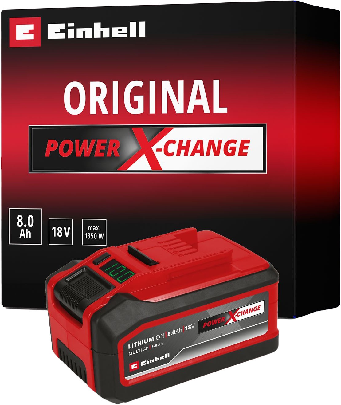 EINHELL Akku "»Power X-Change Multi-Ah PXC Plus«", 18 V 5.000mAh, rot, Akkumulatoren, 18 V, umschaltbar: 5 und 8 Ah