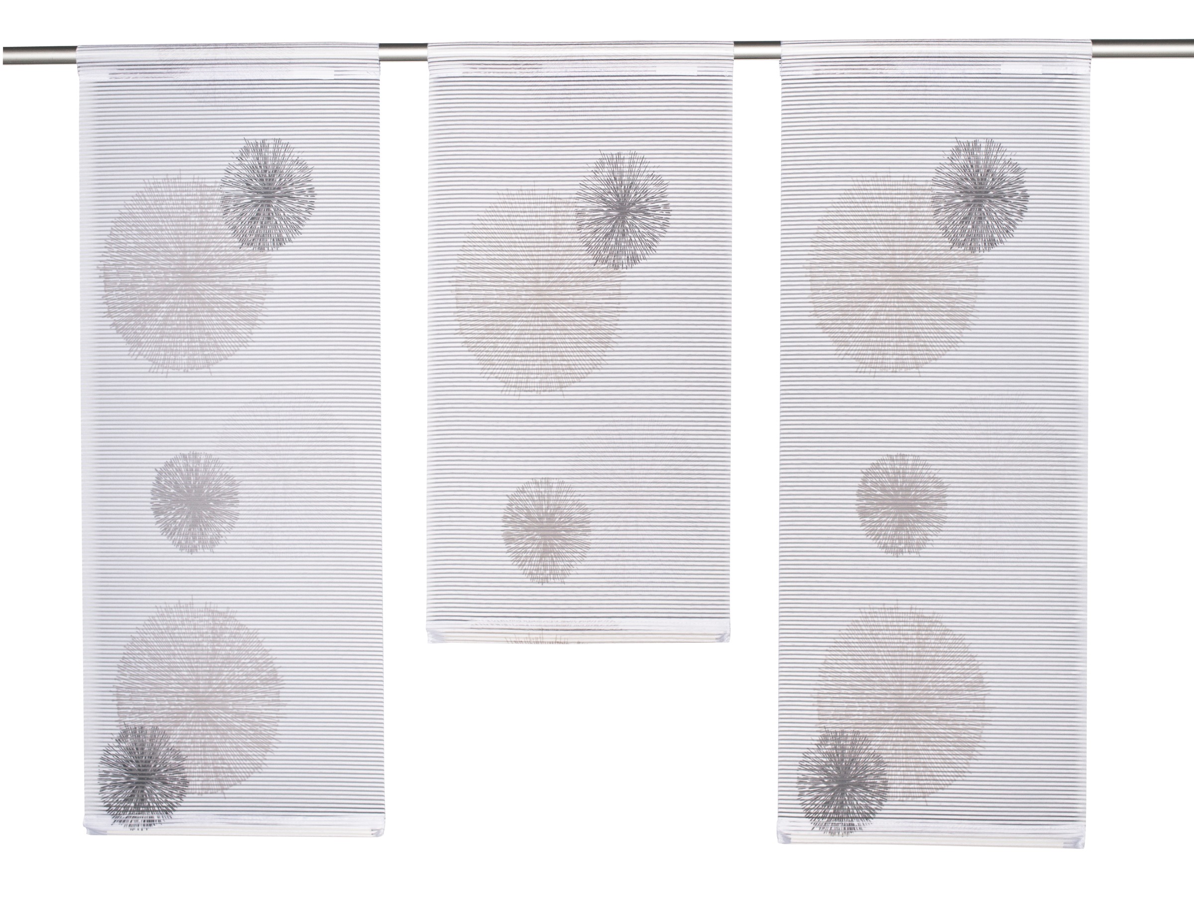 HOME WOHNIDEEN Vorhang »RAWLINS, 3 Stück, Stangendurchzug, halbtransparent, dekorativer Print« Stangendurchzug 3 Stk. tlg. Bambus-Optik bedruckt