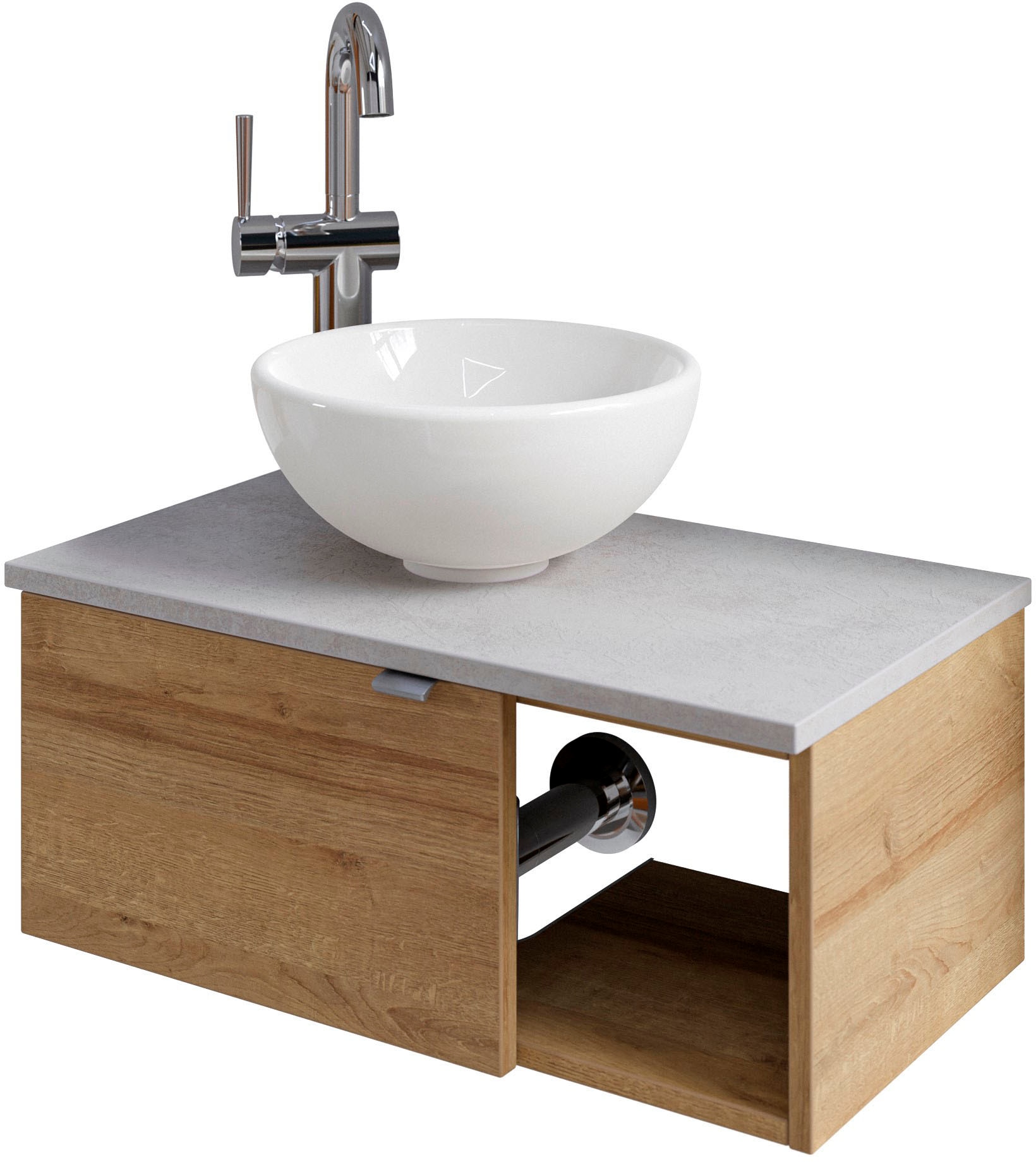 Saphir Badmöbel-Set »Serie 6915«, (4 St.), Gäste-Bad, 61 cm breit, mit LED-Spiegel, offenem Fach und 1 Tür