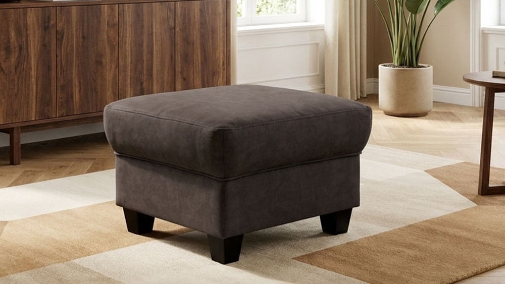 OTTO home Hocker "Sillkeborg 59 x 59 cm, kompakt, komfortabel & mit Holzfüßen" aus pflegeleichtem, weichem Luxus-Microfaser