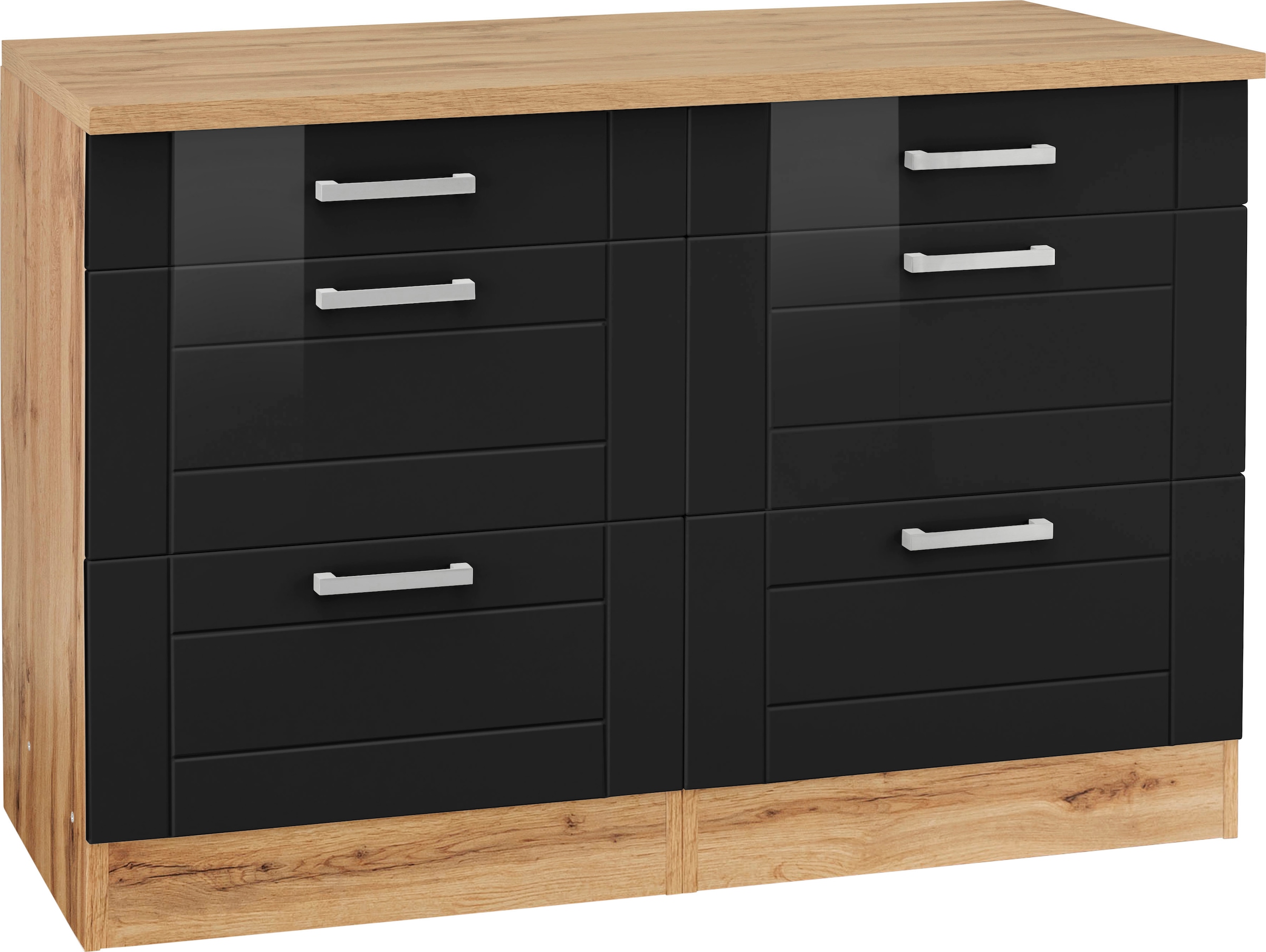 KOCHSTATION Unterschrank "KS-Tinnum", 120 cm breit, Metallgriffe, MDF Fronten, mit 2 Schubkästen