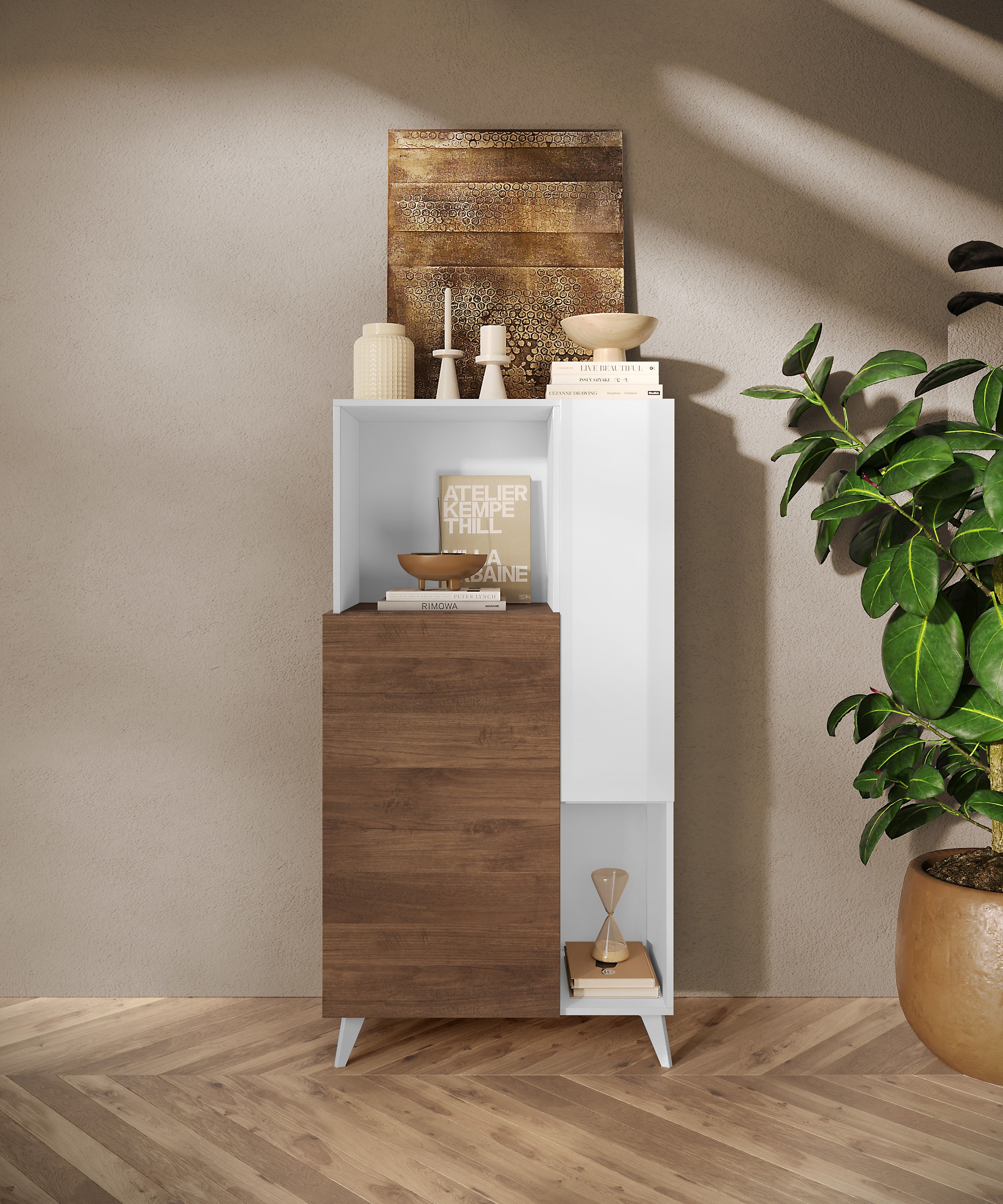 Home affaire Highboard "Monaco Höhe 154 cm, Stauraumschrank mit 2 Türen (4 günstig online kaufen