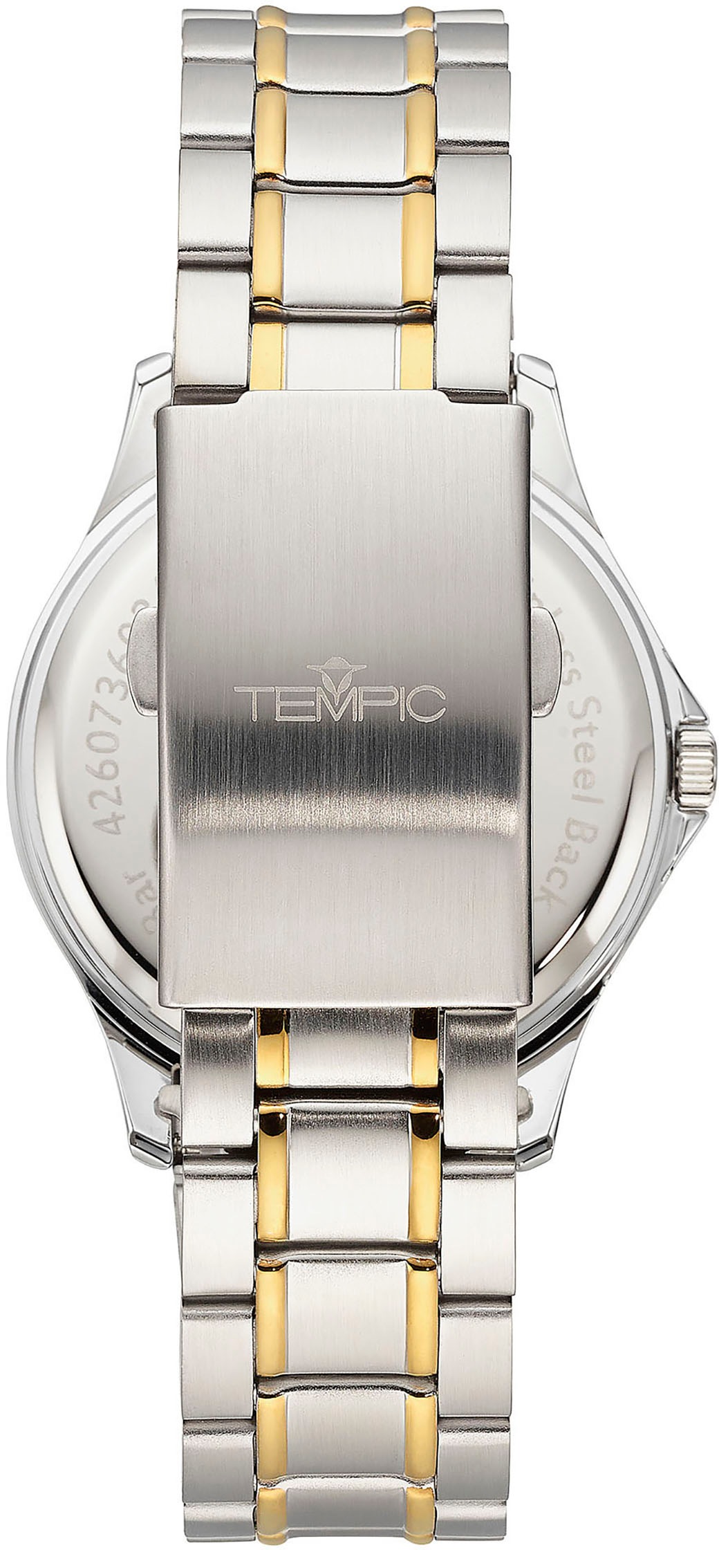 Tempic Quarzuhr, Armbanduhr, Herrenuhr, analog, Edelstahlarmband