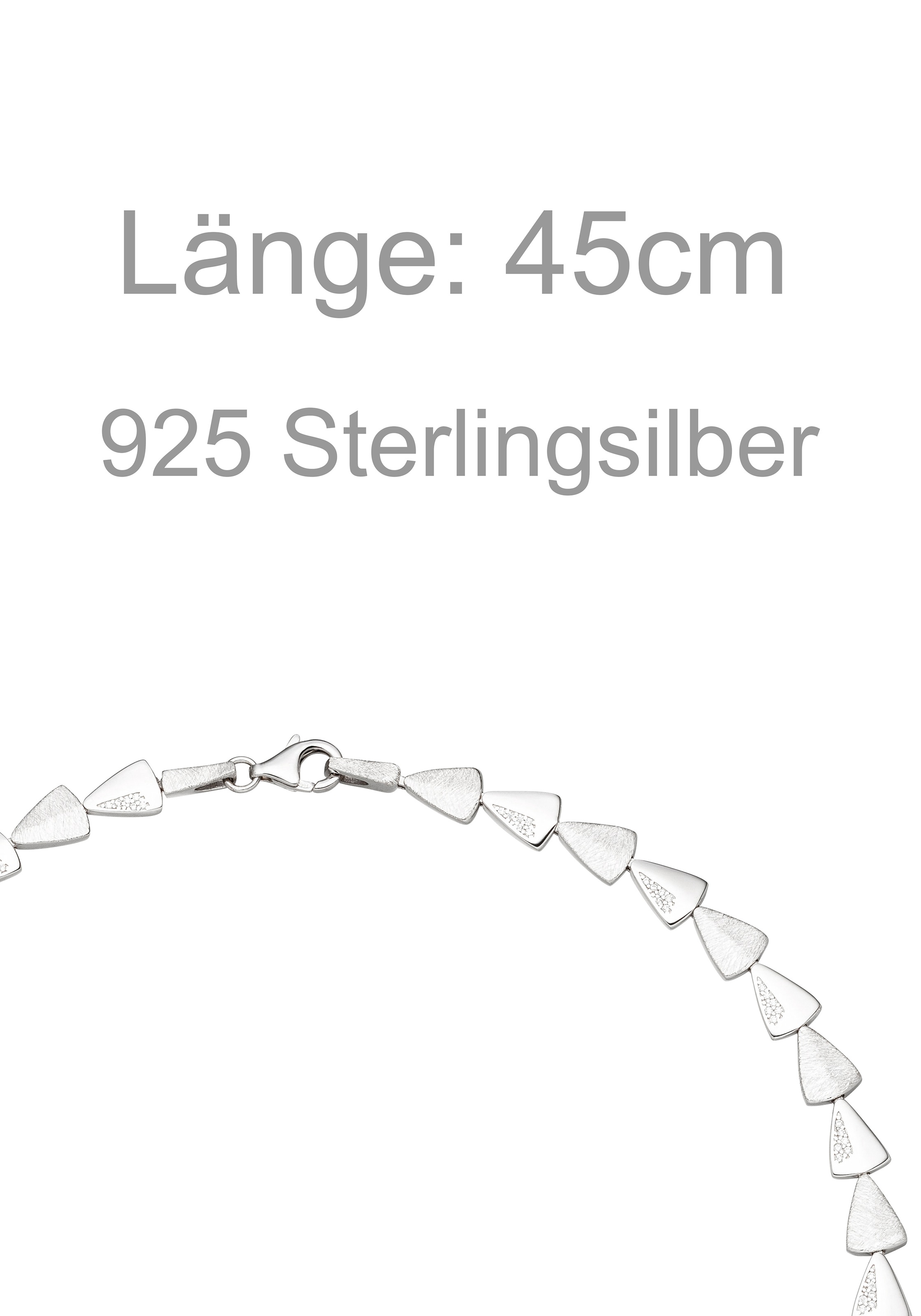JOBO Kette ohne Anhänger »Dreiecke Dreieckskette« 925 Silber mit 120 Zirkonia 45 cm