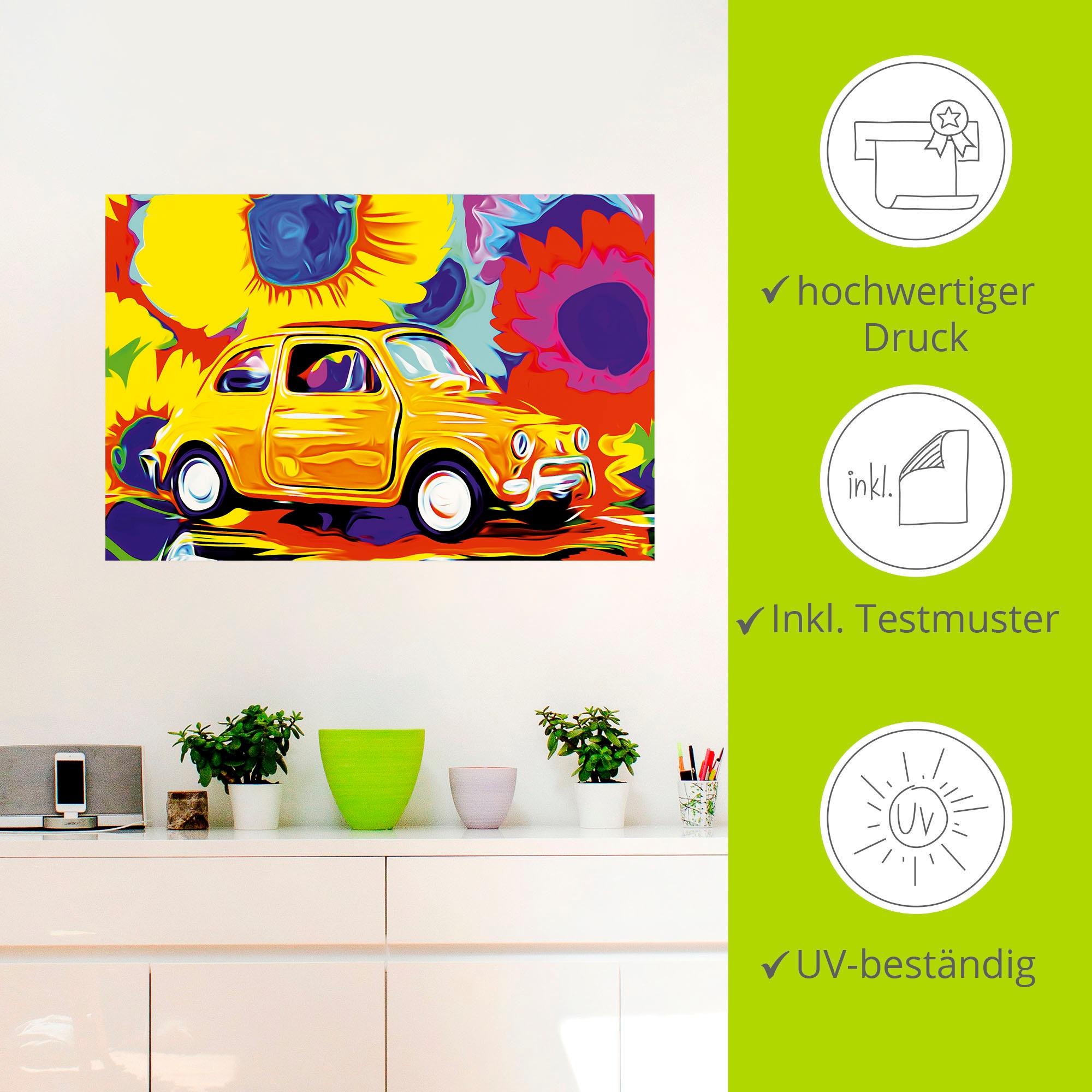 Black Friday Artland BAUR Wandbild 500«, | versch. Alubild, (1 Auto, »Fiat als oder Größen in Poster St.), Wandaufkleber Leinwandbild