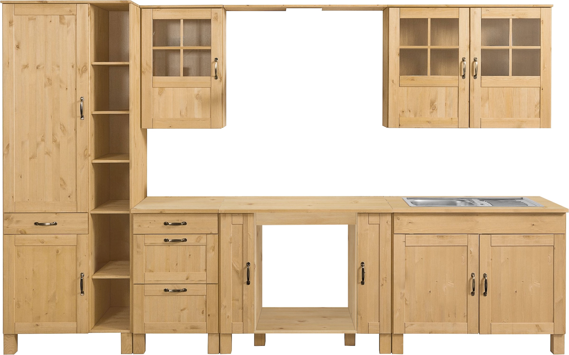 Home affaire Küchenzeile »Alby« Breite 325 cm, aus Kiefer massiv, ohne E-Geräte