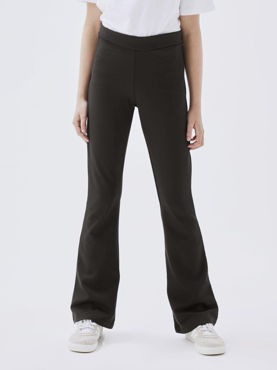 NAME IT Mädchen Jerseyhose "NKFFRIKKALI für Mädchen mit ausgestelltem Bein und Viskose", schwarz, Gr. 122, unifarben, Jersey, Obermaterial: 67%