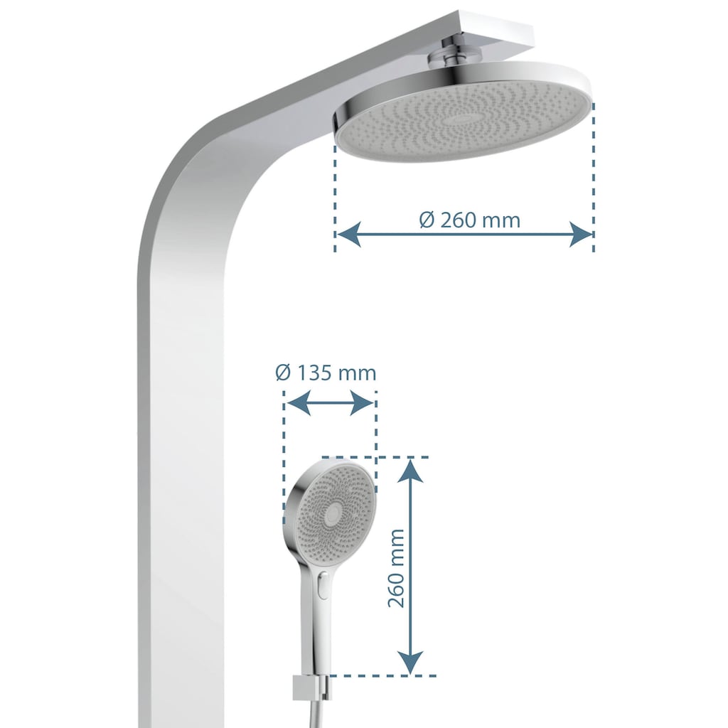 Schütte Duschsäule »SAMOA RAIN«, (in verschiedenen Ausführung erhältlich), Regendusche mit Thermostat und Glasablage, Handbrause mit 3 Funktionen