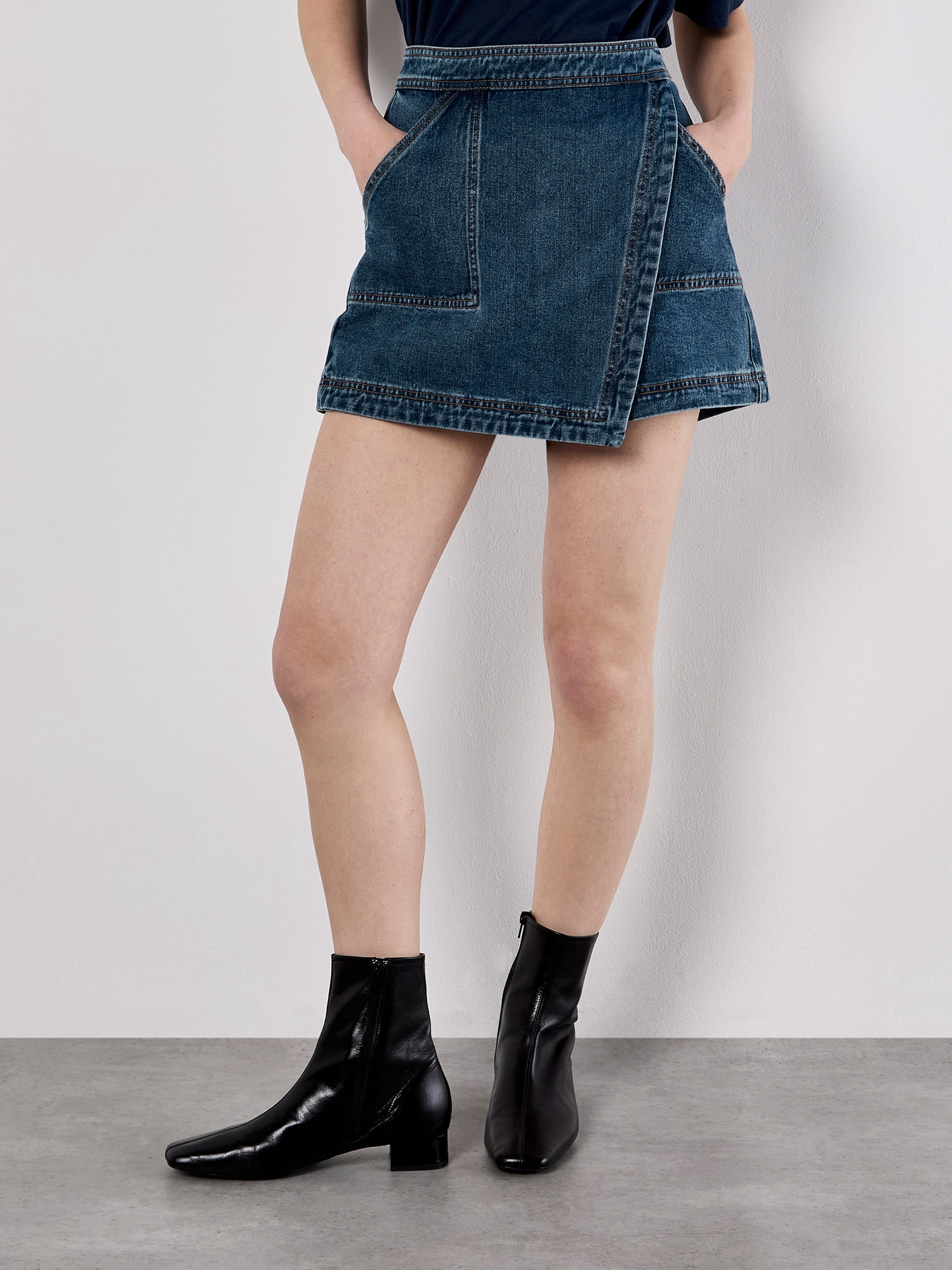 Apricot Minirock "Mini-Wickelrock aus Denim"