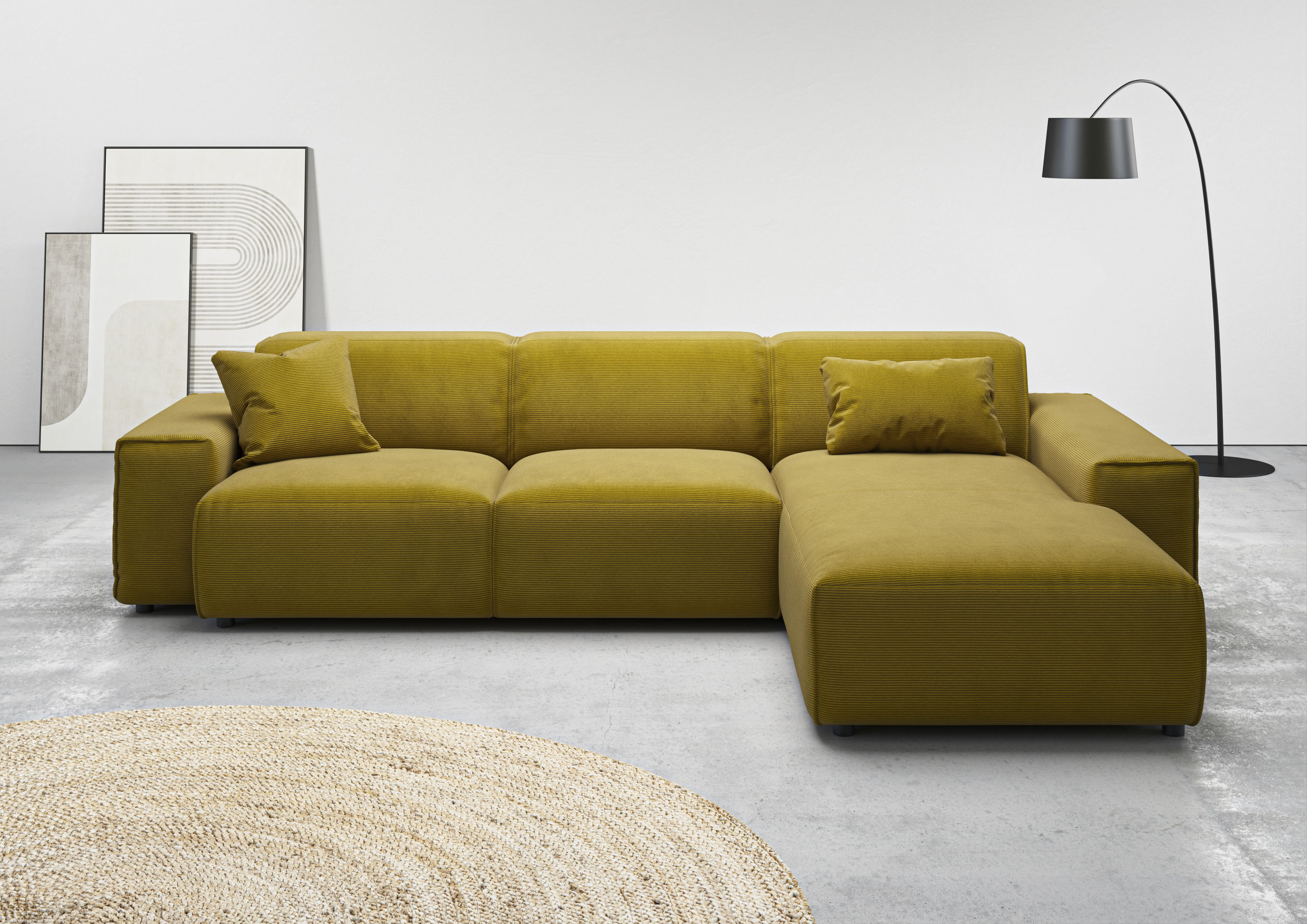 Home affaire Ecksofa "Glimminge auch in Breitcord, Feincord, Bouclé + Easy care-Bezug" L-Form, Breite 294, Zierkissen