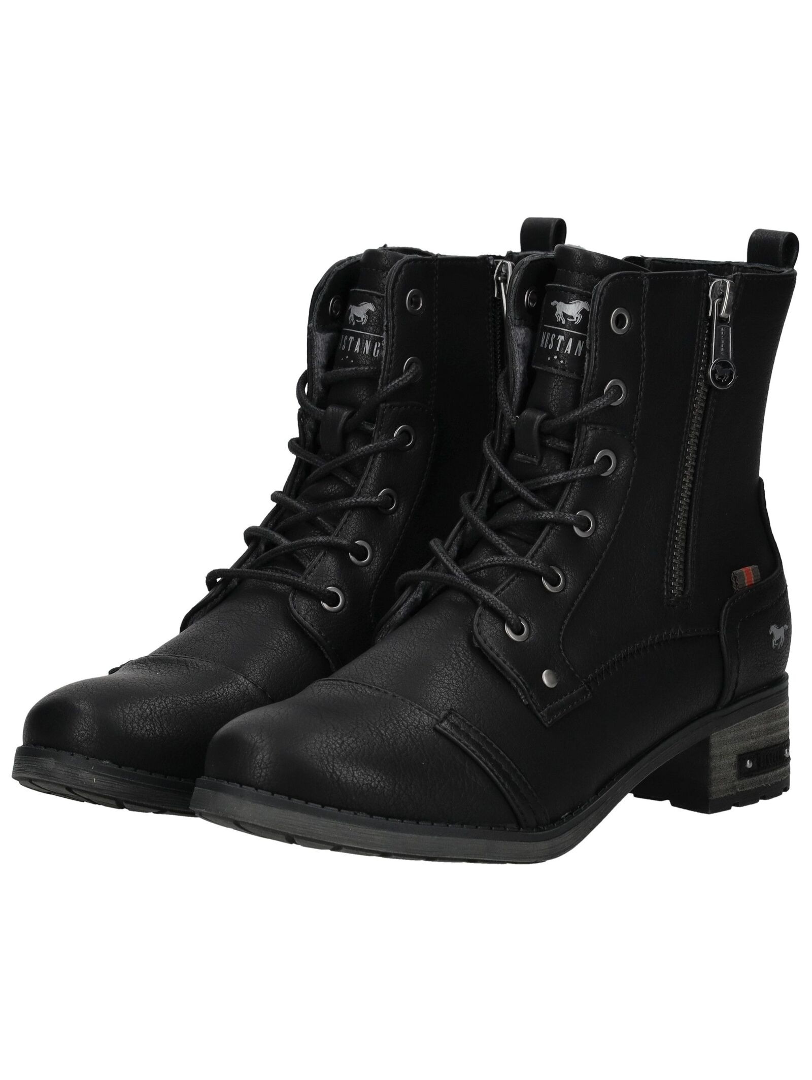 Schnürstiefelette MUSTANG SHOES "Mustang Shoes Stiefelette Lederimitat", Damen, Gr. 41, schwarz, Lederimitat, Schuhe Schnürstiefelette 3