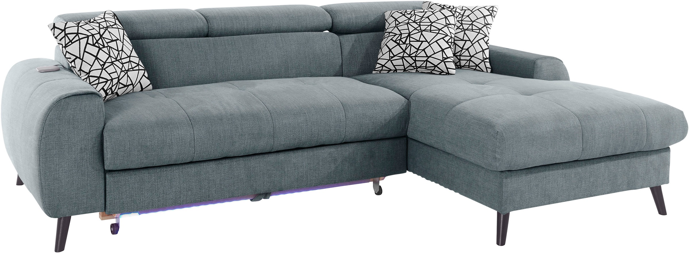 Thumbnail - COTTA Ecksofa "Mia L-Form mit 3 Zierkissen", wahlweise mit Bettfunktion, Bettkasten, Beleuchtung & Wireless-Charger