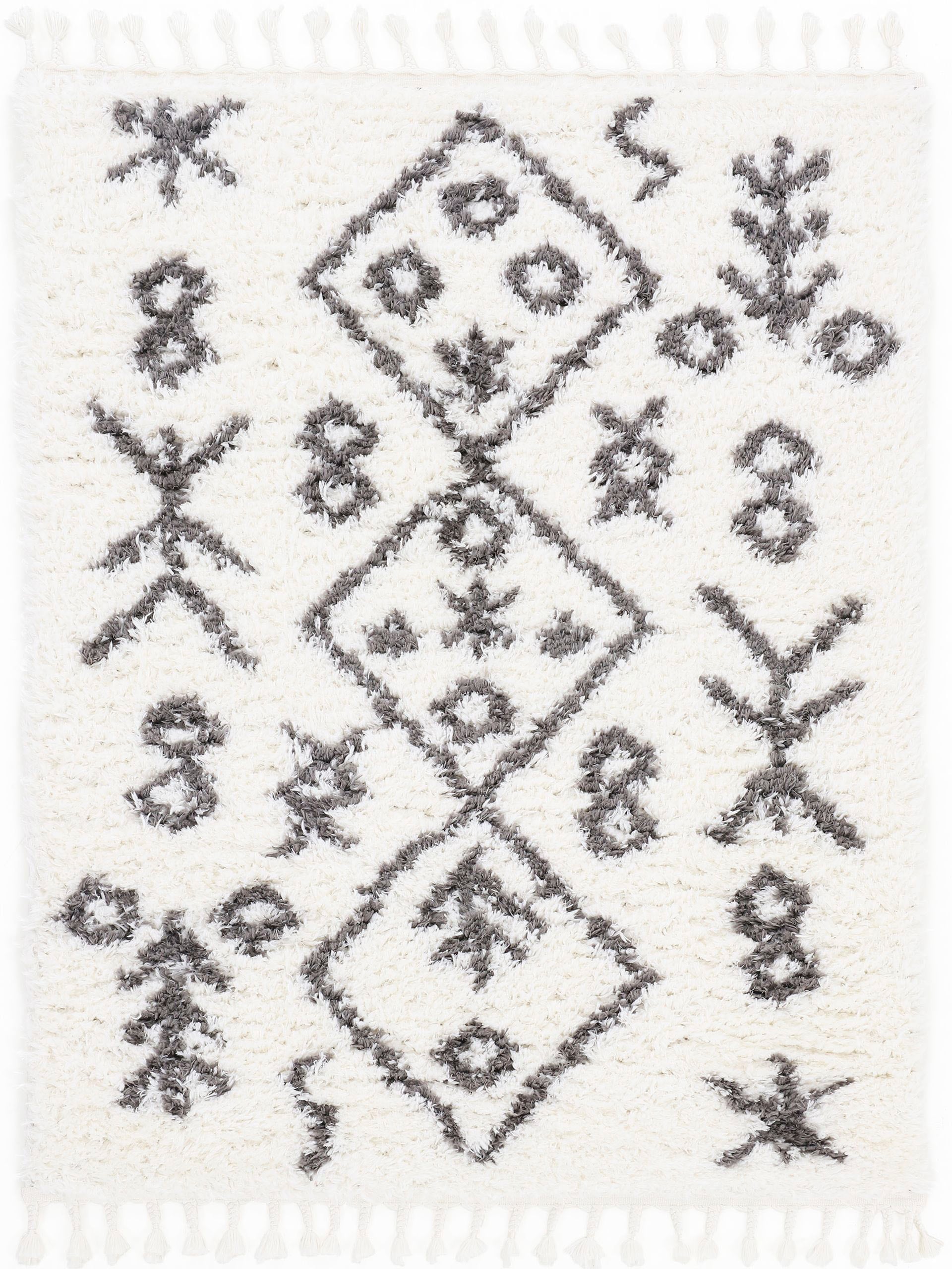 carpetfine Hochflor-Teppich "Linn" rechteckig 30 Höhe Mit Fransen, Wohnzimm günstig online kaufen