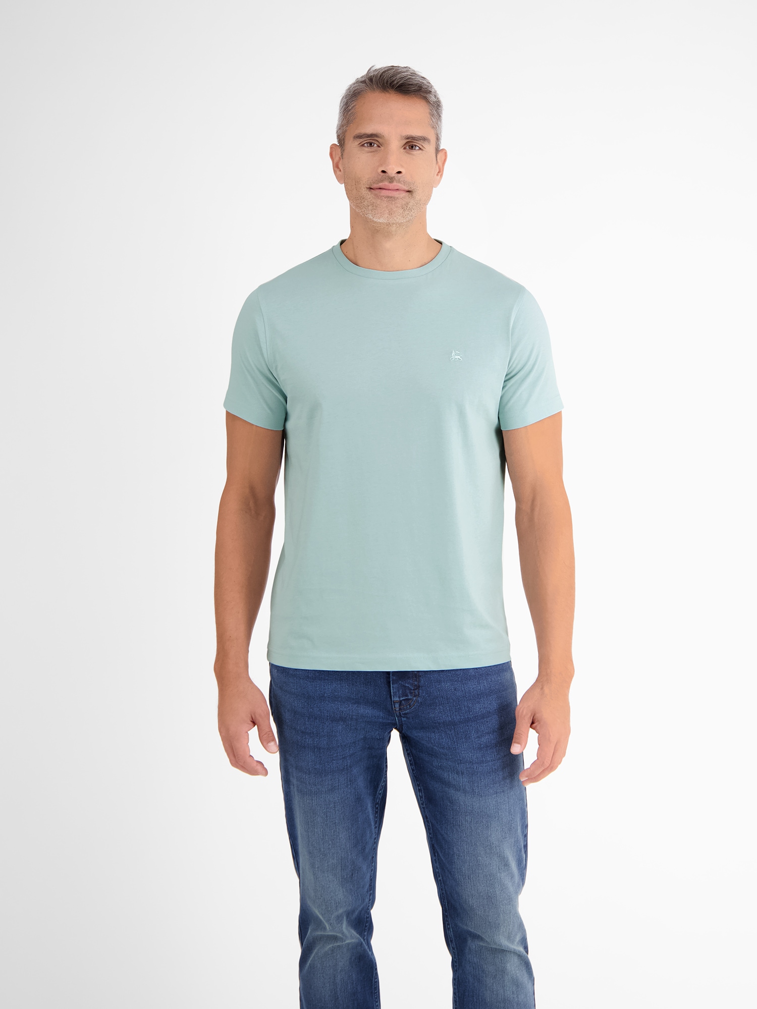 LERROS T-Shirt "Basic T-Shirt mit Logostitch, unifarben" günstig online kaufen