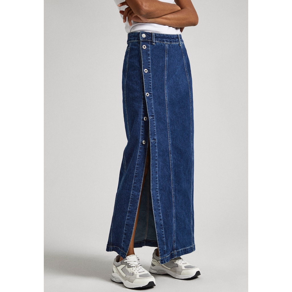 Pepe Jeans Jeansrock »MIDI SKIRT«, mit Knopfleiste und Schlitz