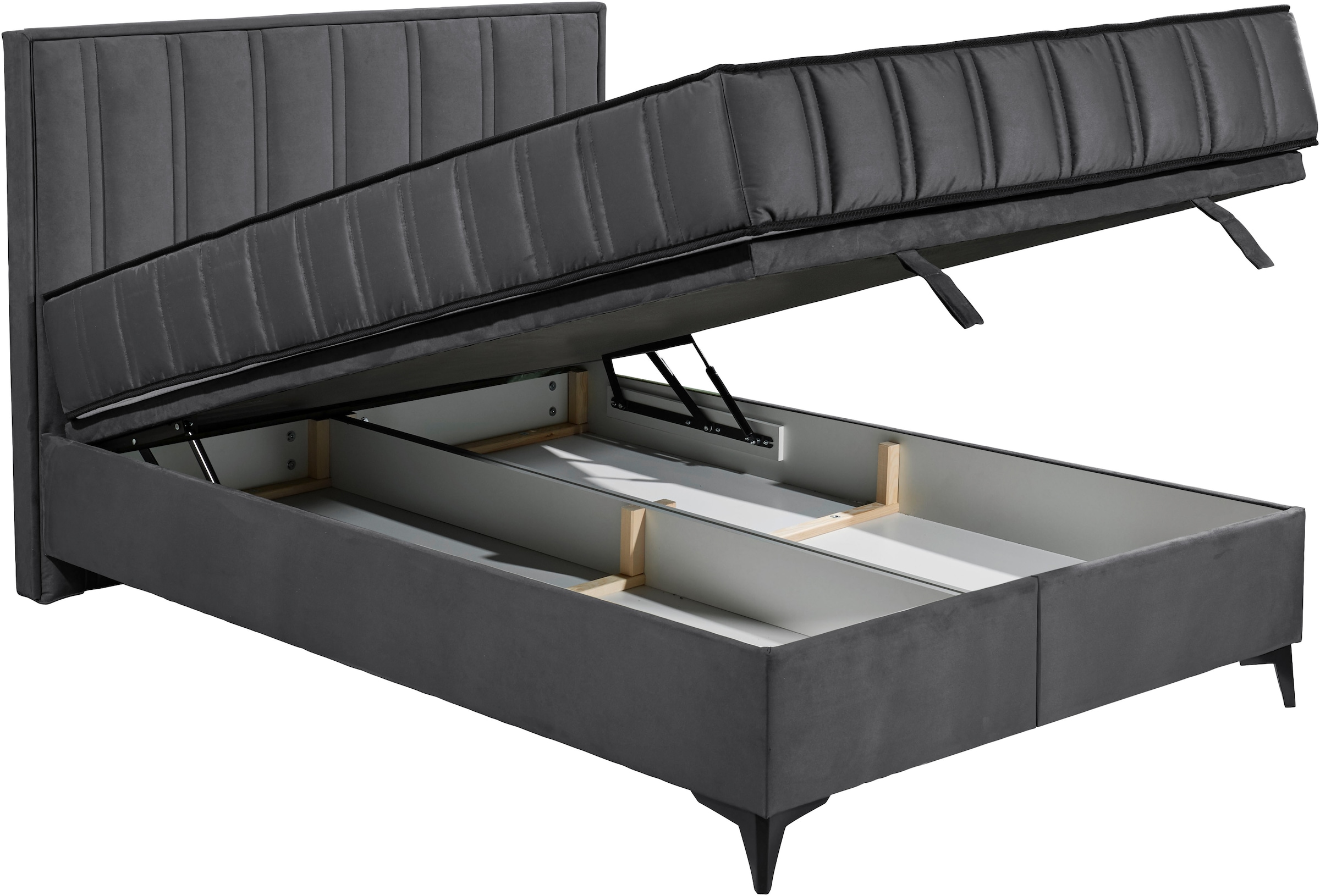 ED EXCITING DESIGN Boxbett »Monroe inkl. Bettkasten, erhältlich in den Breiten 120cm & 140cm«, Duo-Matratze - feste Seite mit Kokosmatte