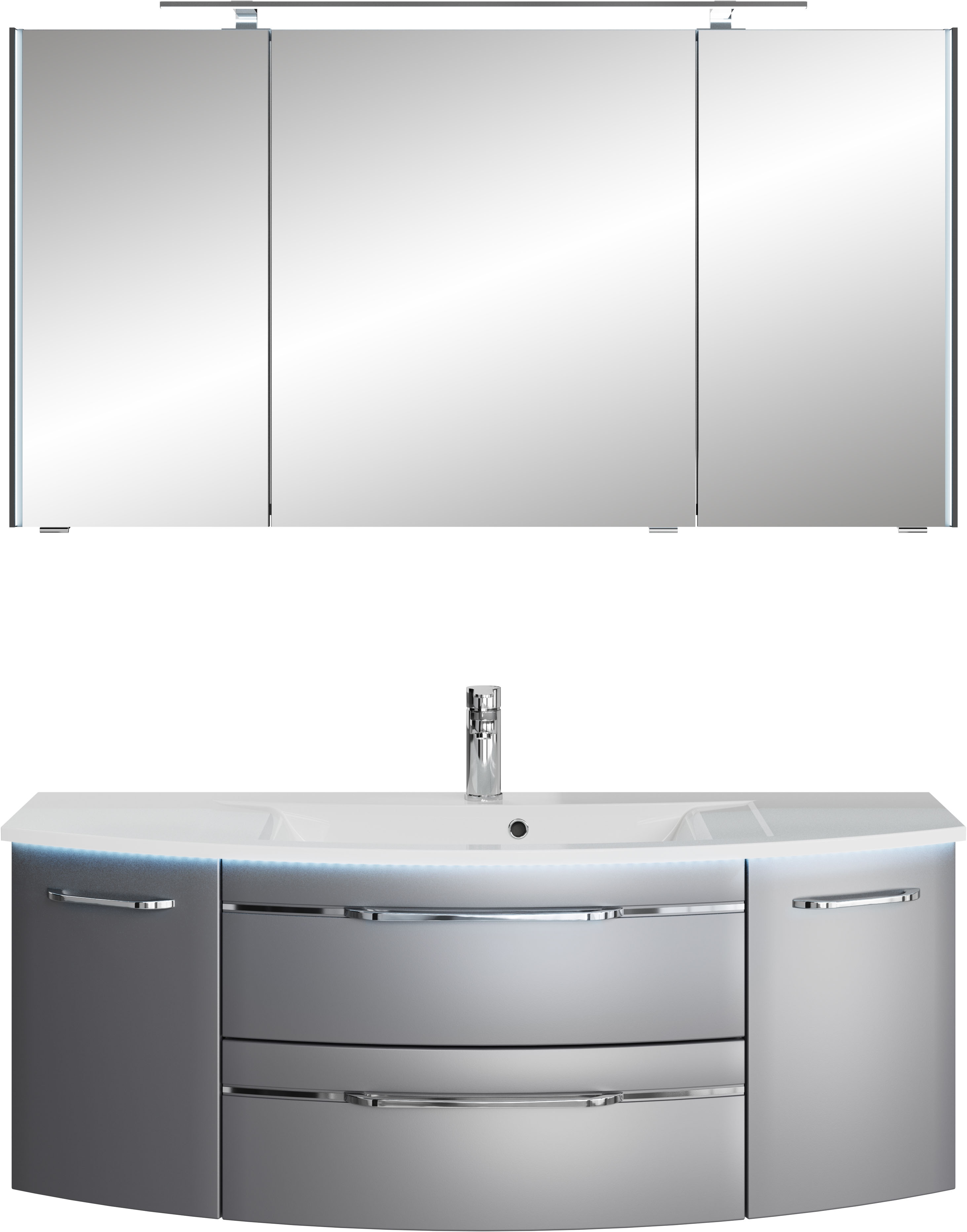 Saphir "Serie 7045 2-teilig Mineralmarmor-Waschtisch mit LED-Spiegelschrank" Set, 2 Stk. tlg.