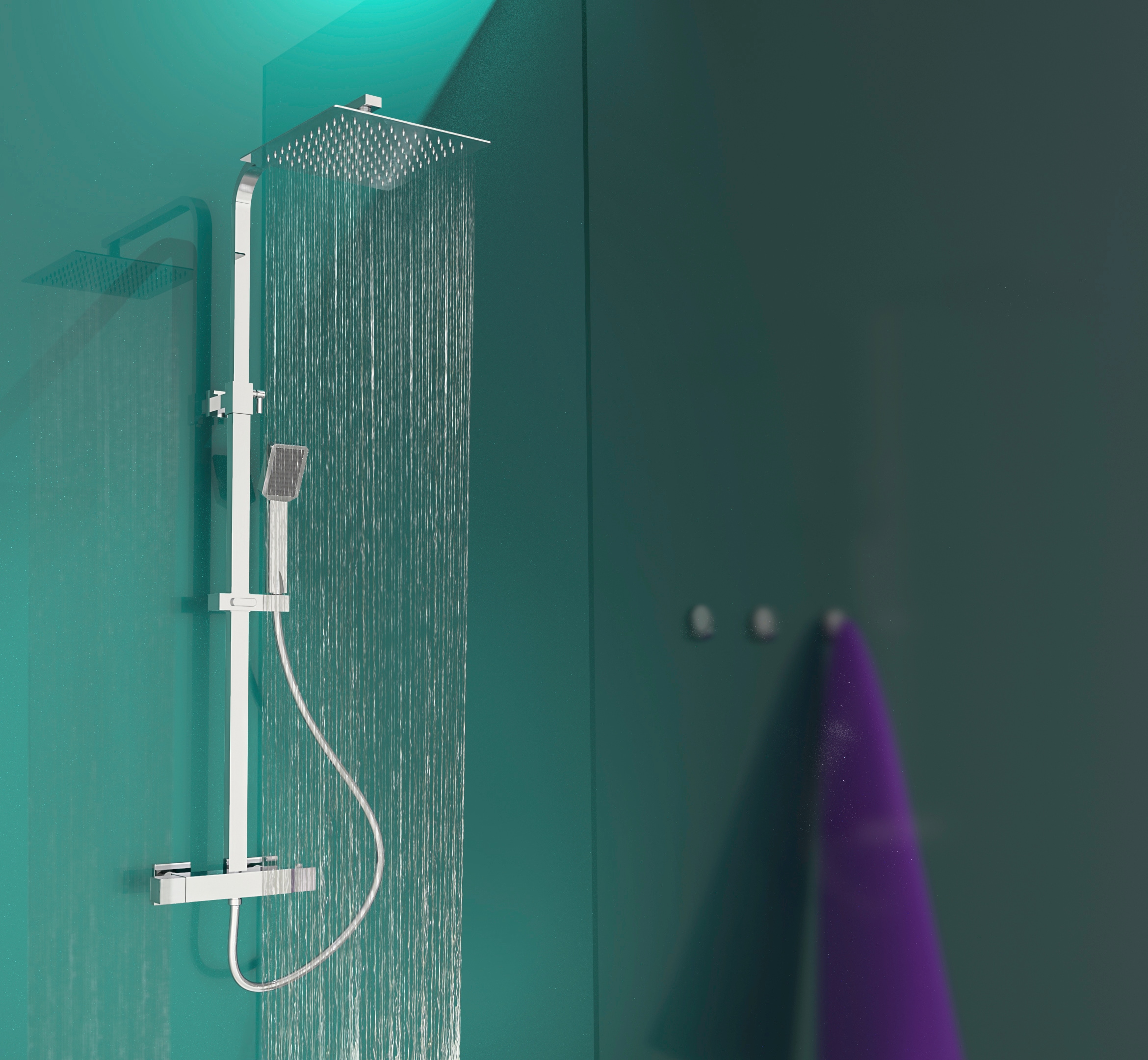 Eisl Duschsystem »CALVINO«, Duschsystem mit Thermostat, Duschkopf mit Schlauch und Halterung,Chrom