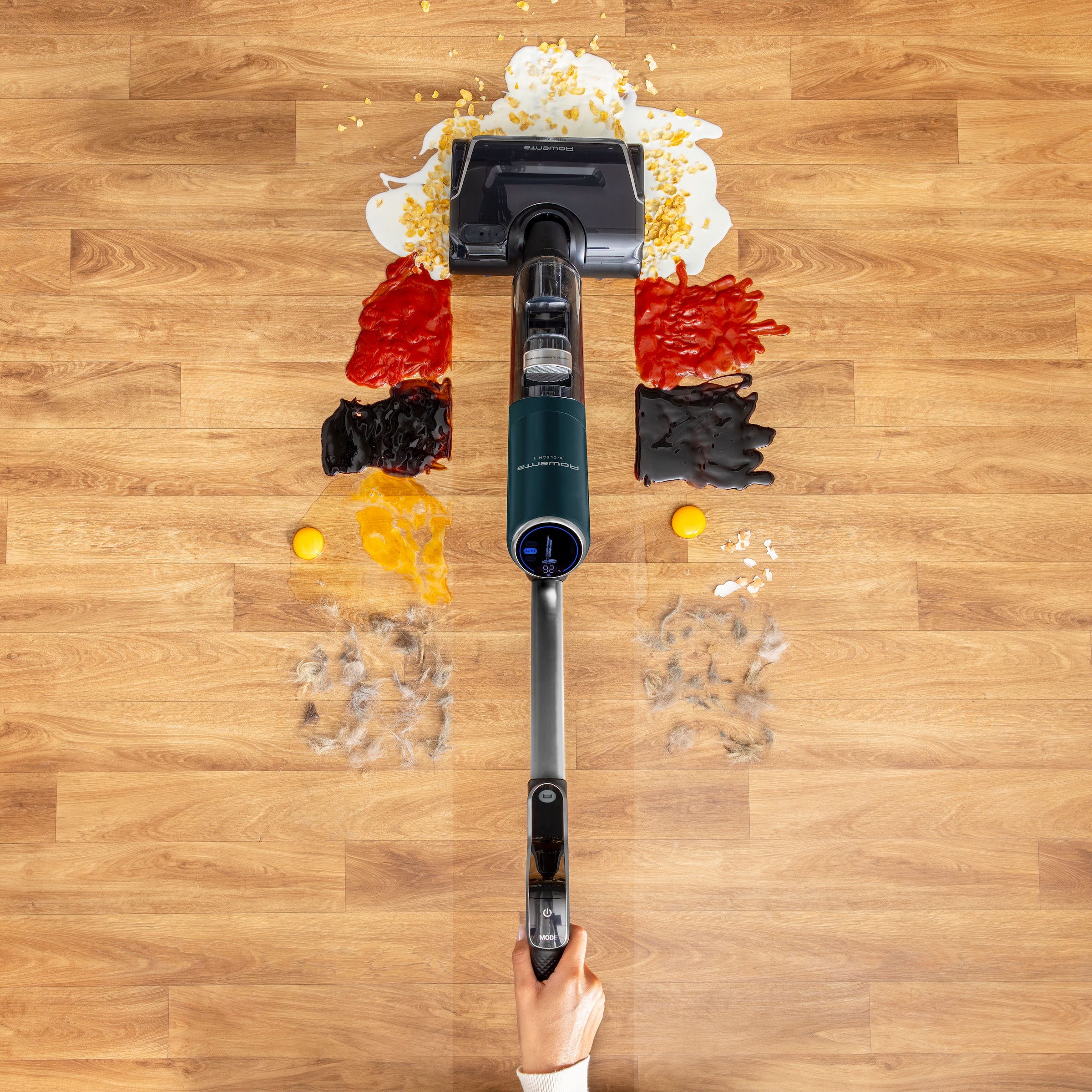 Rowenta Nass-Trocken-Sauger »X-Clean 7, Saugen und Wischen, LED-Display, 180° abflachbares Design« selbstreinigend, selbstfahrendes Walzensystem, für Hartböden, GZ5735