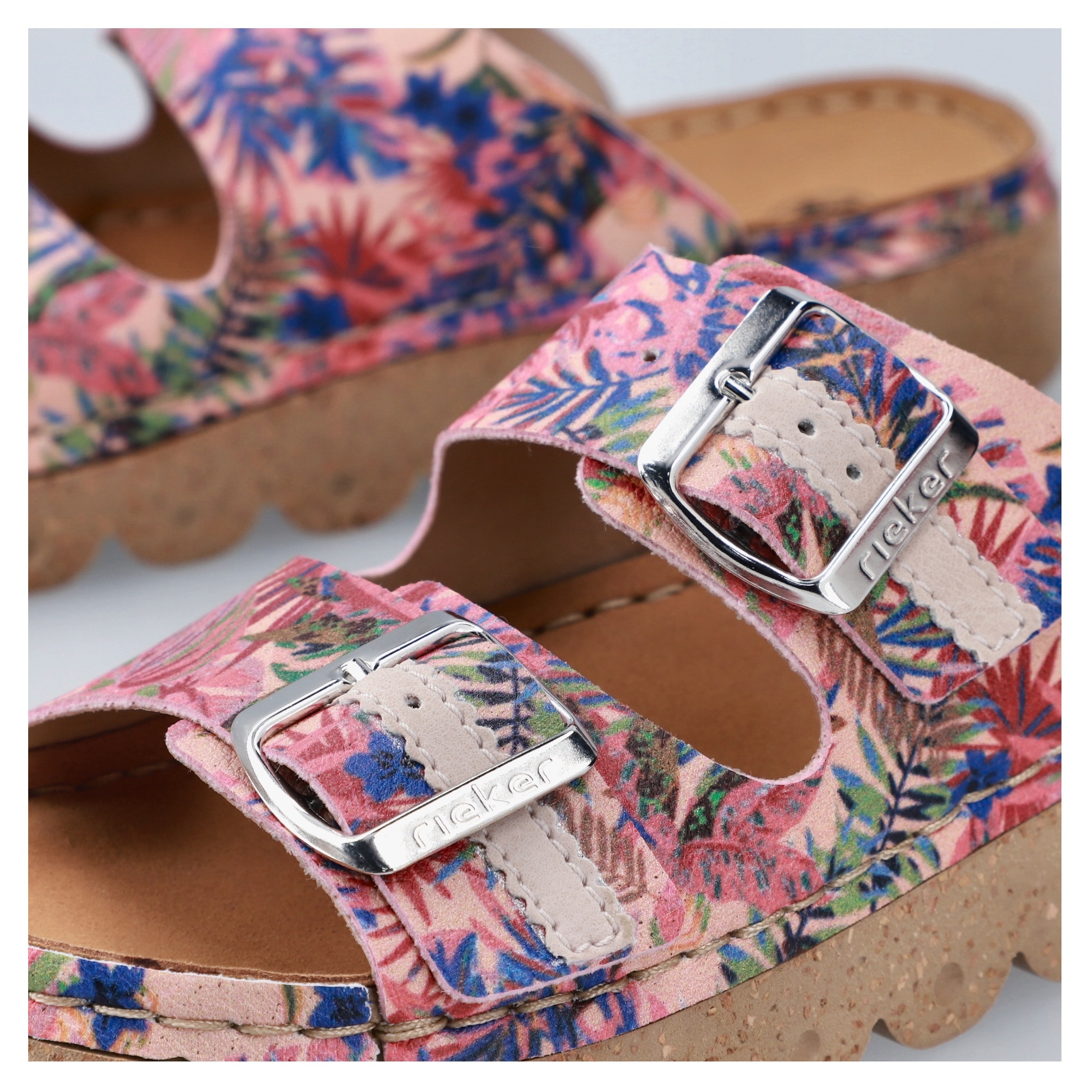 Rieker Pantolette, Sommerschuh, Schlappen, Hausschuh mit verstellbaren Schnallen