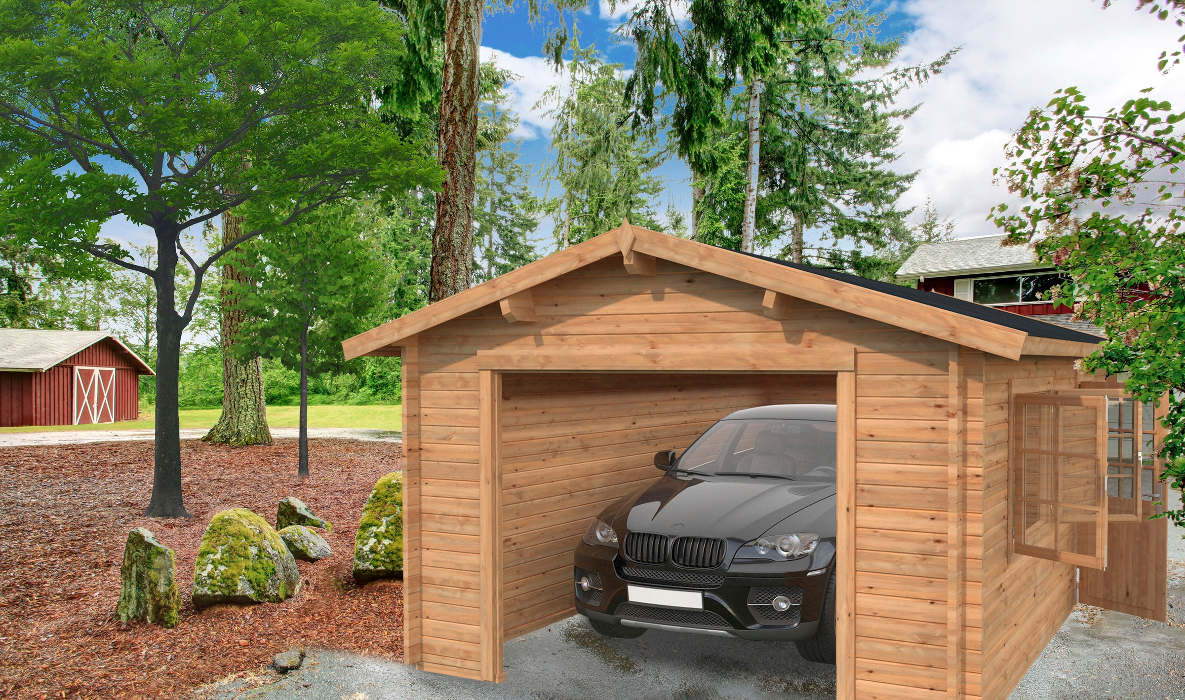 Palmako Garage »Irene/Roger«, BxTxH: 426x598x276 cm, ohne Tor, hellbraun