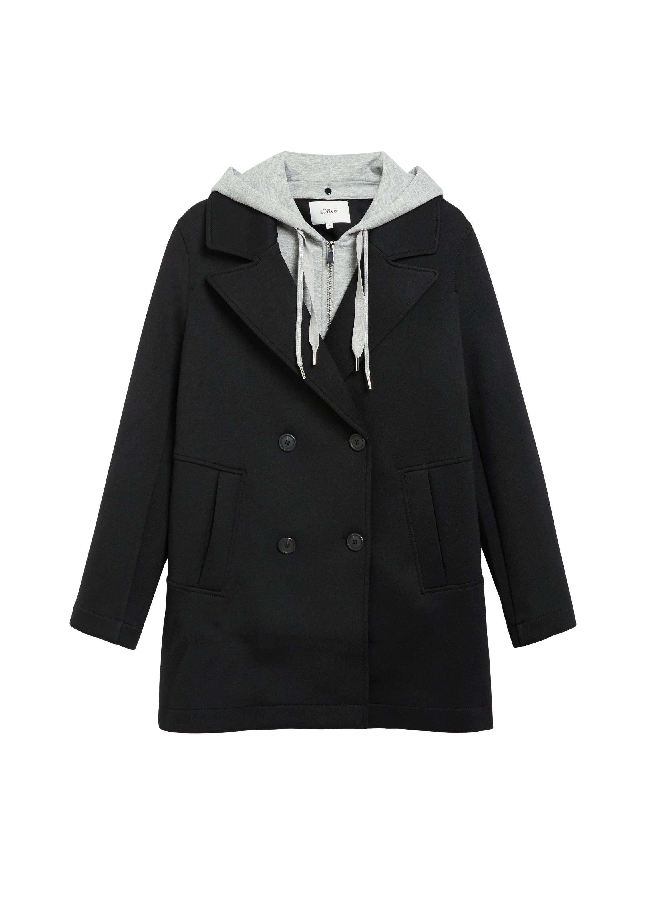 s.Oliver Kapuzenfleecejacke mit Kapuze Wintermantel im Doppellayer-Look / Kapuzen-Inlay