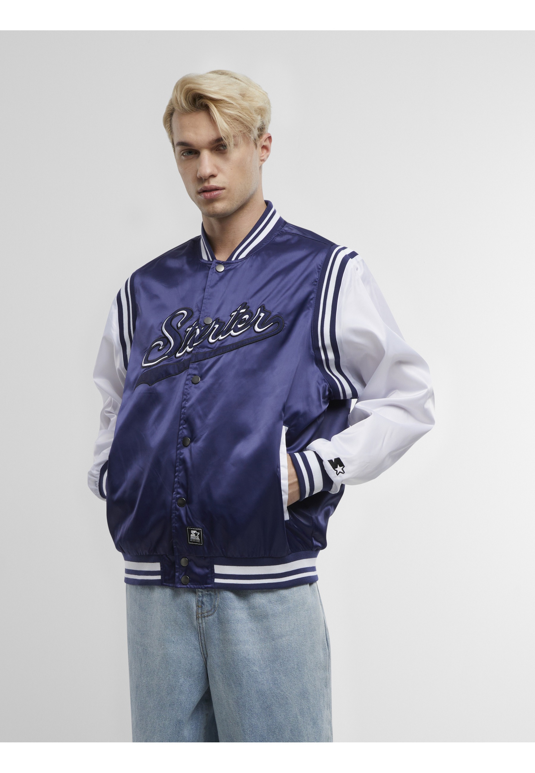 Thumbnail - Starter Black Label Collegejacke "Starter Black Label Starter Satin College Jacket" 1 Stk. tlg. ohne Kapuze