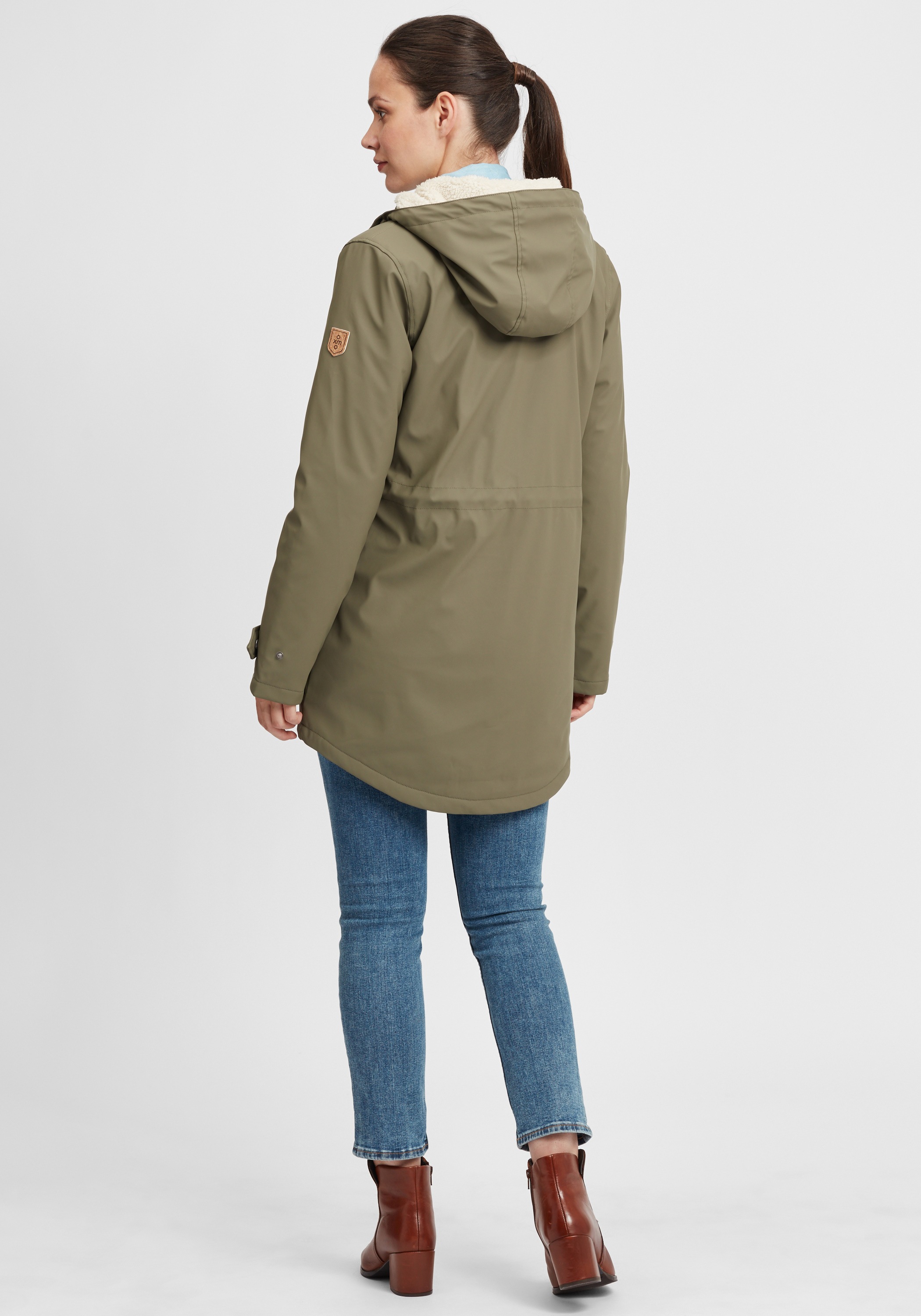 Regenmantel OXMO "Regenjacke OXJolinas", Damen, Gr. S, grün (dusty olive), Obermaterial: 100% Polyurethan PU., Mäntel 3