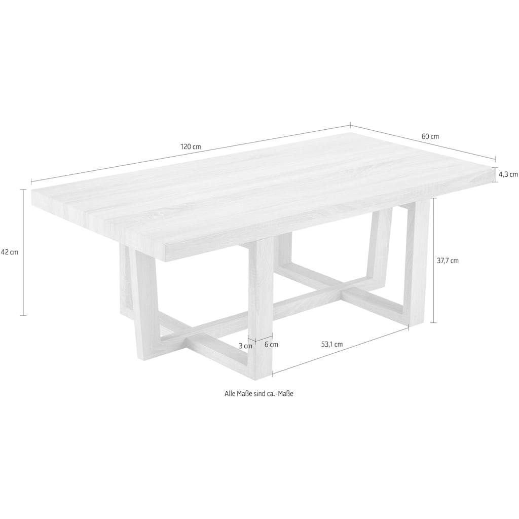 andas Couchtisch »Sloan«, mit einem besonderen Beingestell, mit einer Holzoptik Tischplatte