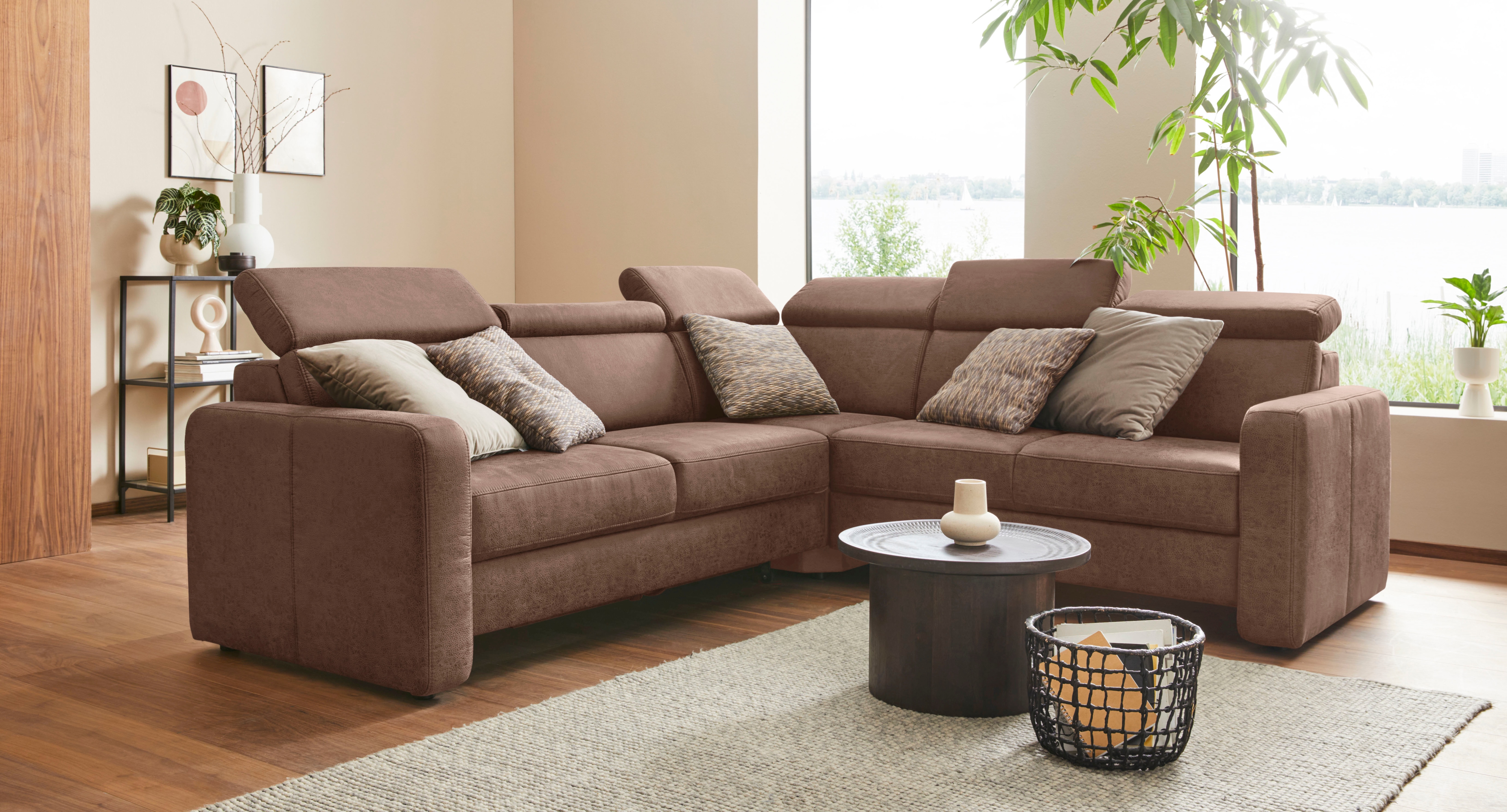 sit&more Ecksofa "Bologna L-Form" Kopfteilverstellung, wahlweise mit Schlaffunktion und Schubkasten