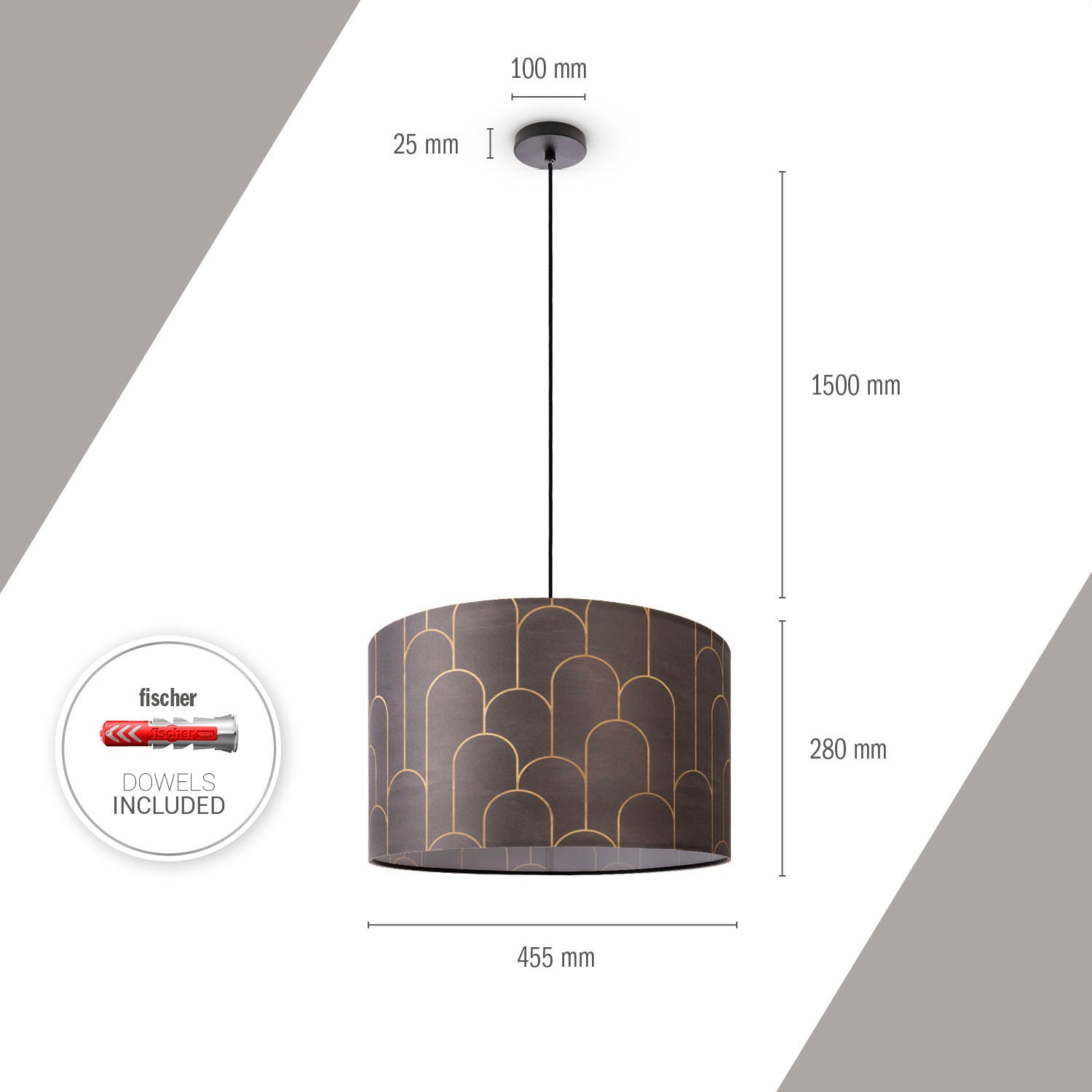 Paco Home Pendelleuchte »Hugo Pillar«, Hängeleuchte Vintage Wohnzimmerlampe Mit Lampenschirm Modern