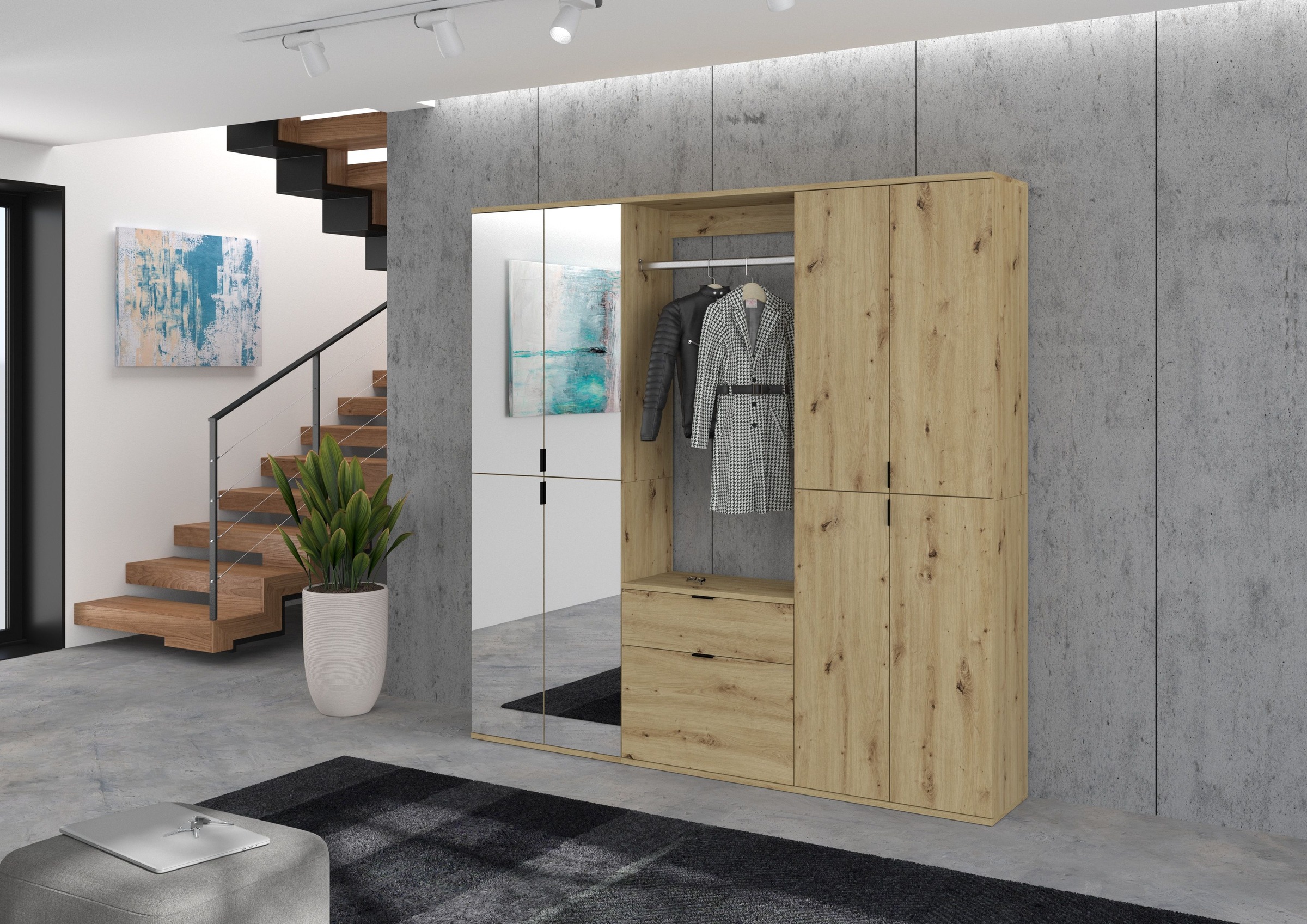 Home affaire Garderoben-Set "Trondheim, Breite 61 cm, best. aus Kommode, Ga günstig online kaufen