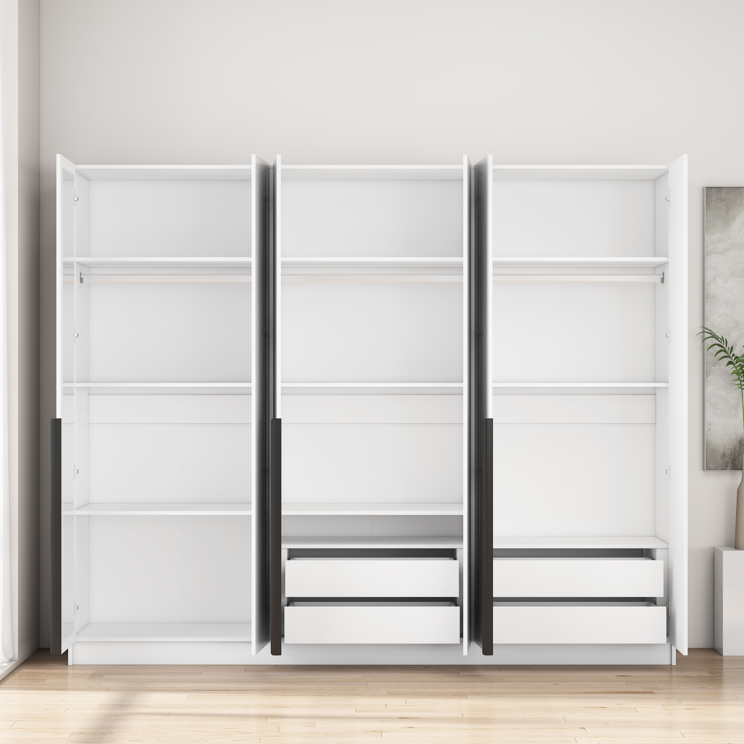 OTTO home Kleiderschrank »Annor Schlafzimmerschrank Breite 242cm hochglanz Schrank Garderobe« Drehtürenschrank mit perfekter Innenausstattung - elegante Türgriffe