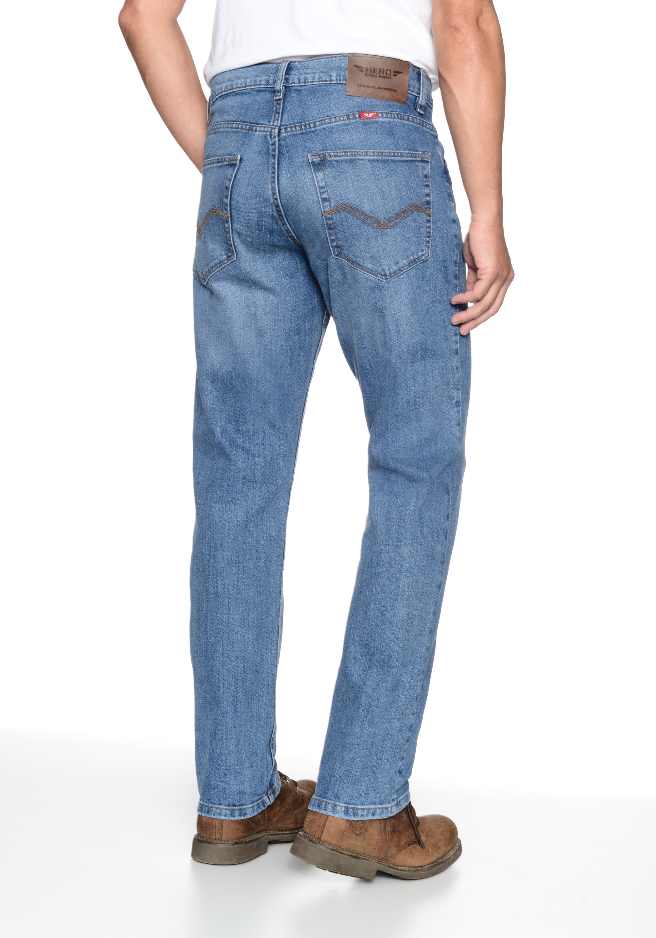 HERO by John Medoox 5-Pocket-Jeans »Phoenix Denim Big Straight Cut Stretch«, Straight Fit Casual Clean Wash Denim Jeans für Herren