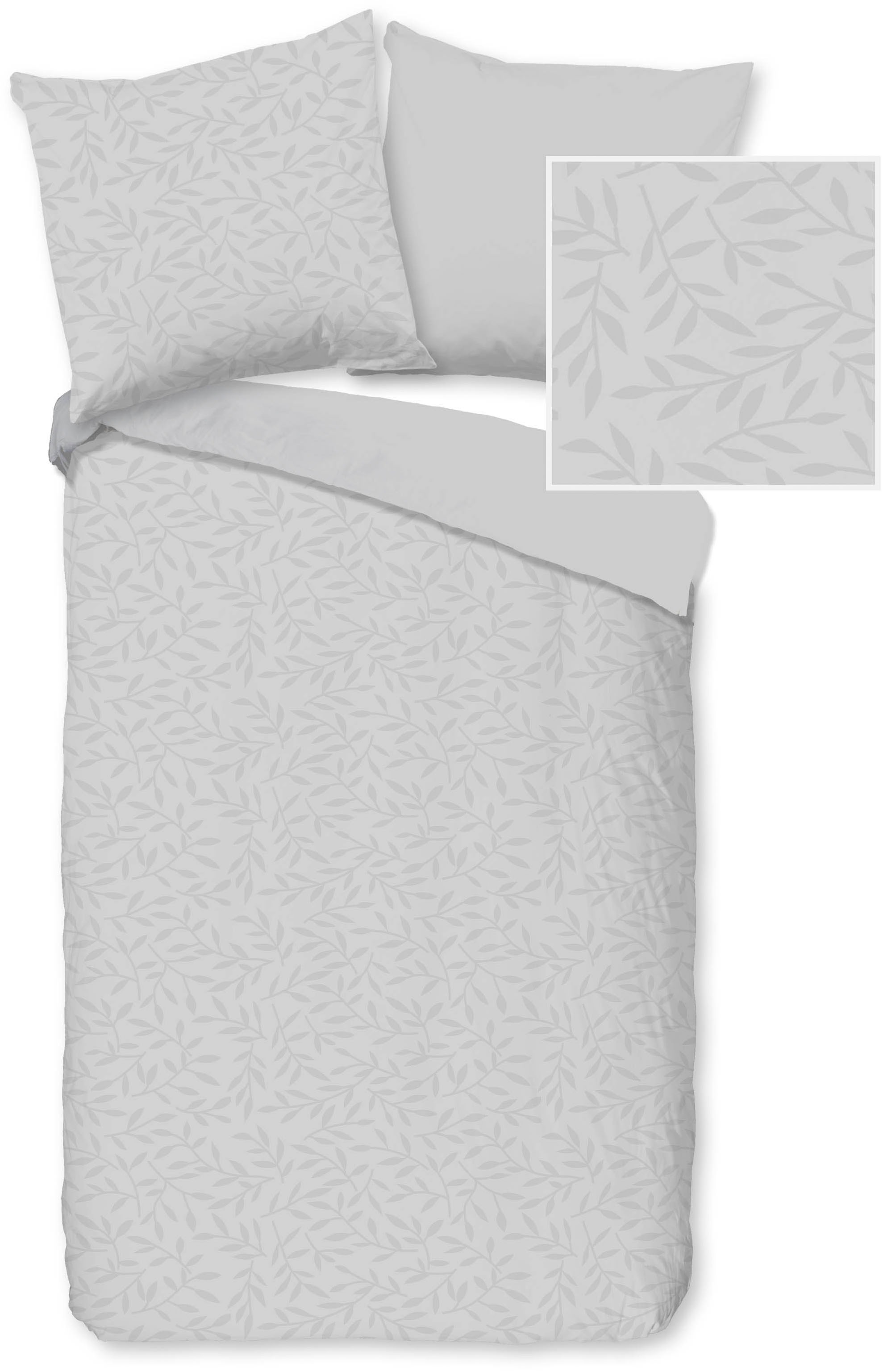 PURE luxury collection Wendebettwäsche »Venlo« 2 Mikrofaser, Pflegeleicht, Reißverschluss, Wende, 3D, blume, uni muster