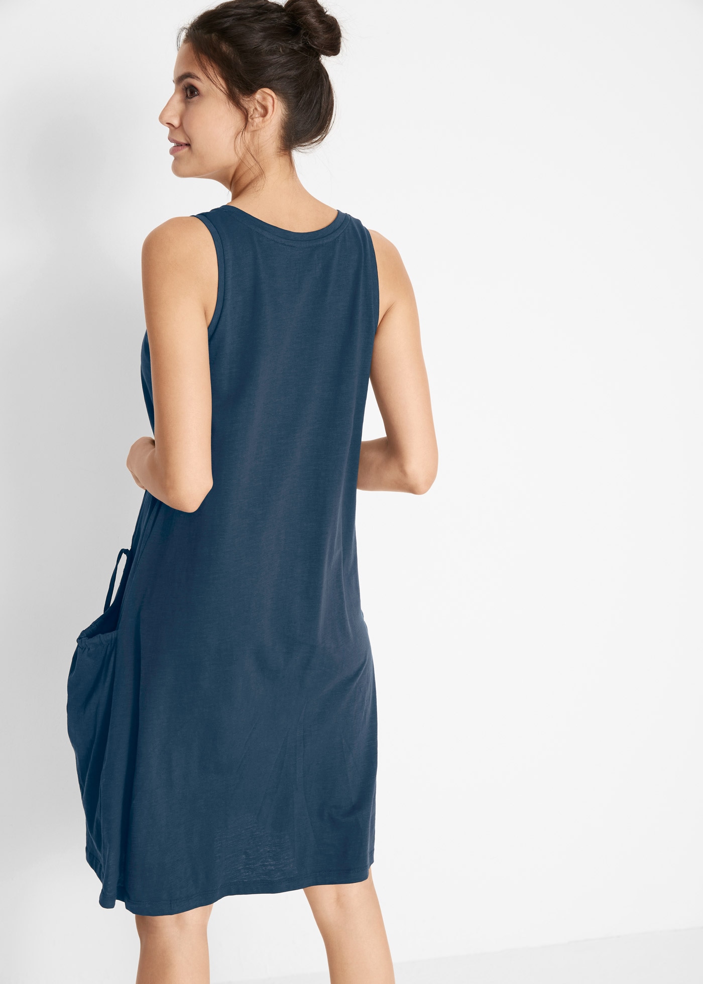bonprix Jerseykleid »Baumwoll-Jerseykleid mit Taschen« für den Alltag, ärmellos, aus Baumwolle, in A-Linie, mit Taschen