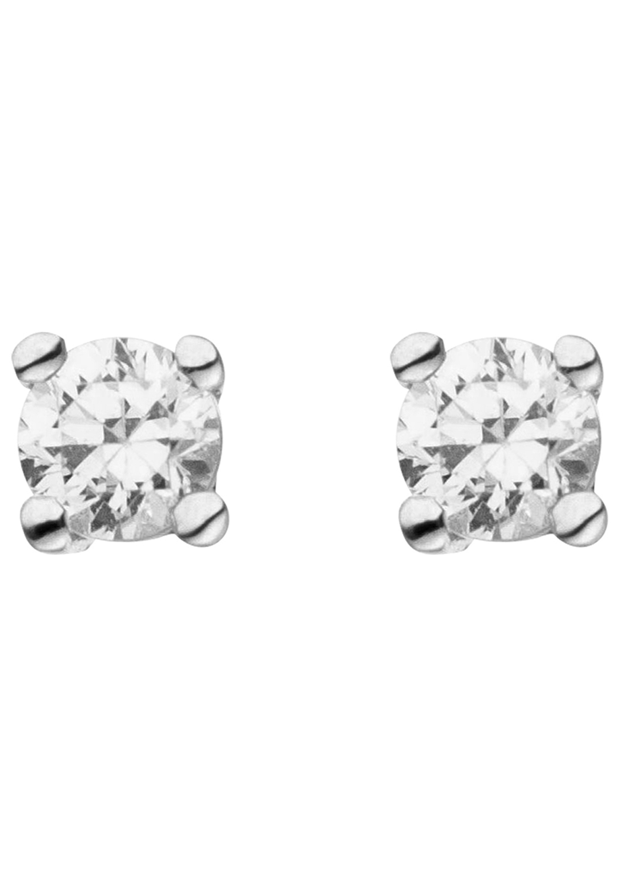 JOBO Paar Ohrstecker »Ohrringe Weißgoldohrringe Solitär 3,3 mm« 585 Weißgold mit 2 Diamanten Brillanten 0,24 ct.