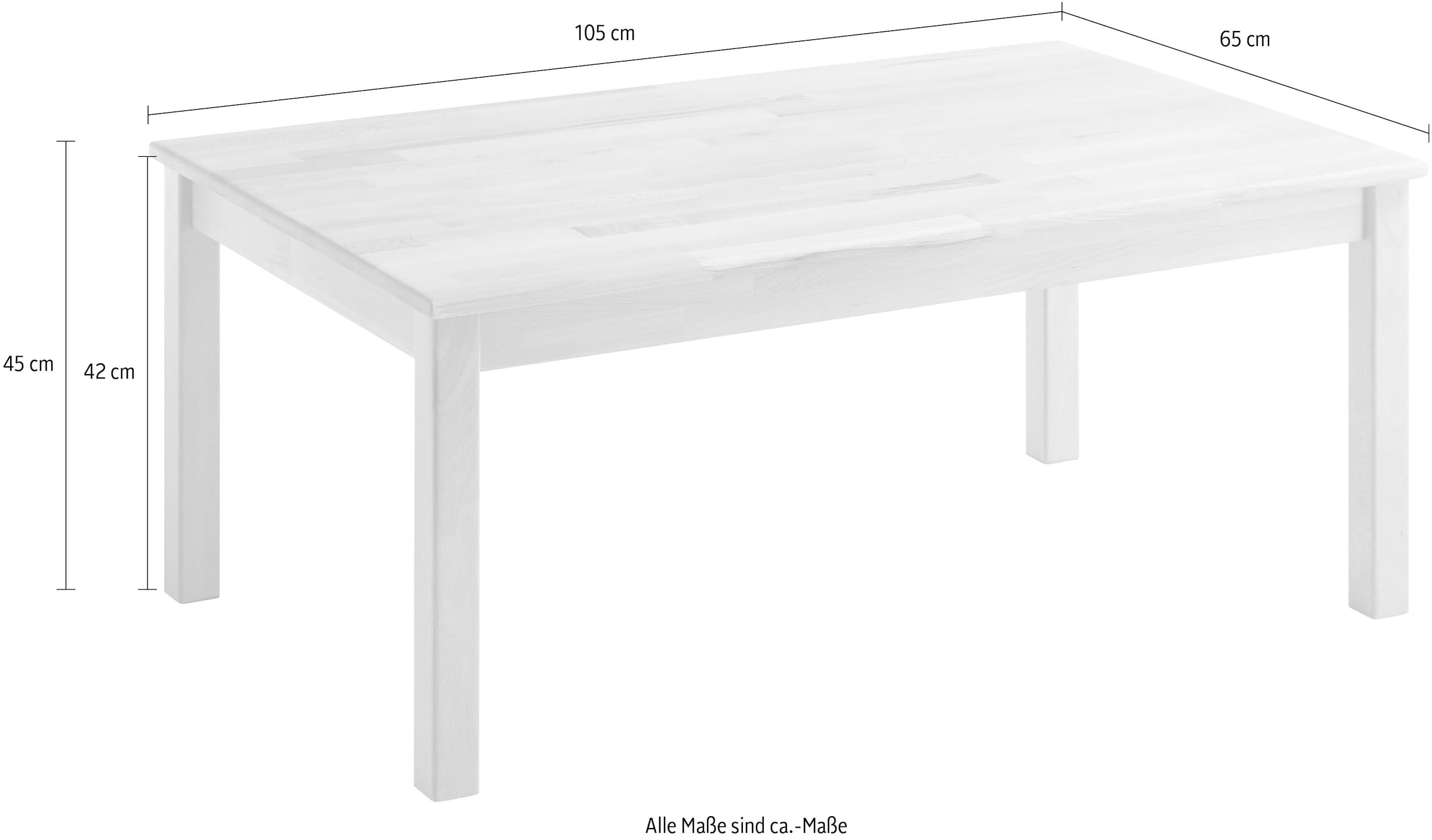 MCA furniture Couchtisch »Alfons«, 20 BAUR Massivholz keilverzinkt kg kaufen Wohnzimmertisch bis belastbar | geölt