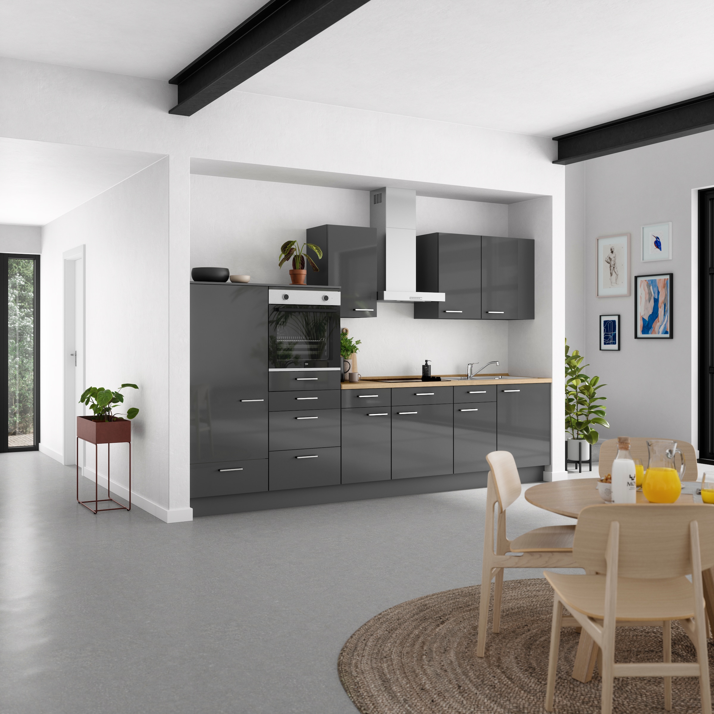 nobilia® Küchenzeile »"Flash I"«, vormontiert, Ausrichtung wählbar, Breite 330 cm, wahlw. mit E-Geräten